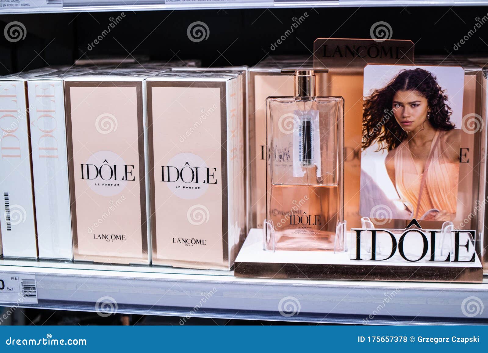 Lancome IDOLE Perfume On The Shop Display For Sale, Fragrance Created By  Lancôme, Zendaya In Background Editorial Image Image Of Illustrative,  Female: 175657330