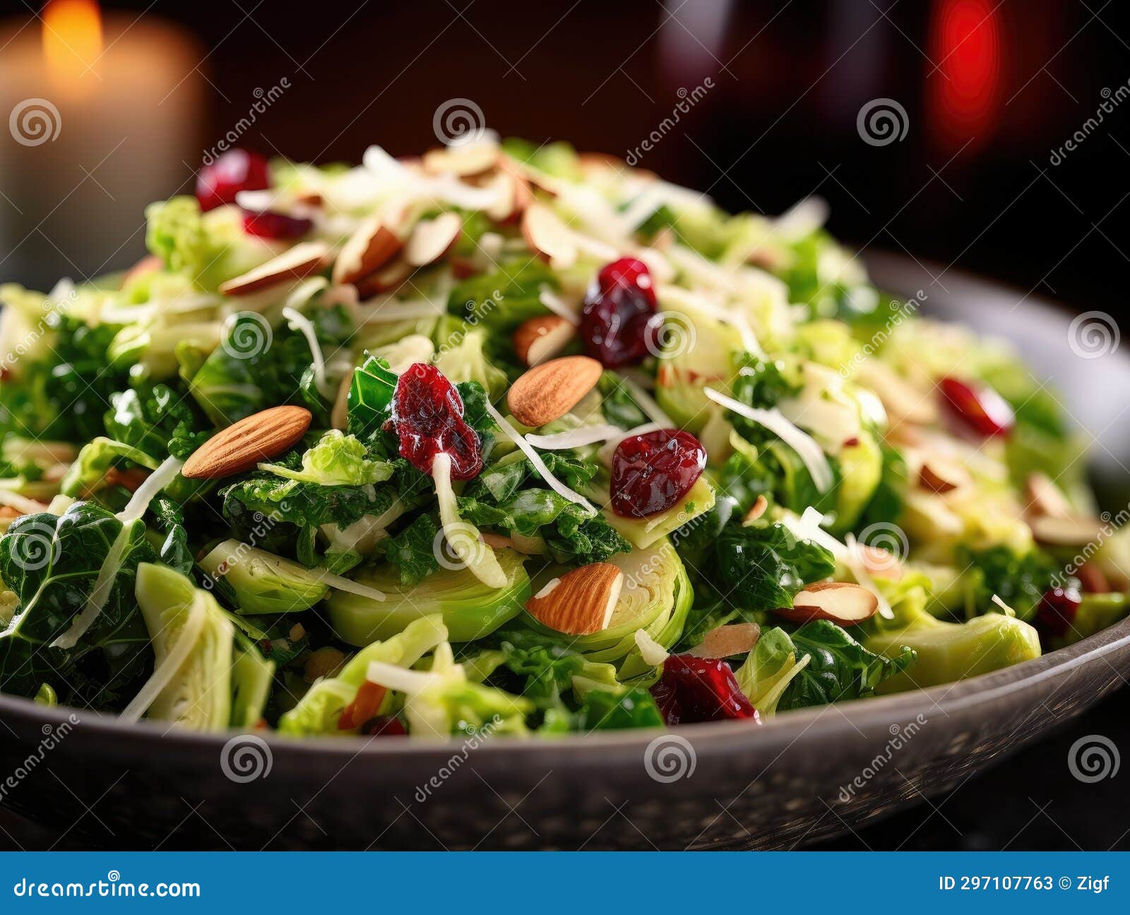 Brussels Sprout Salad with Almonds and Cranberries Stock Illustration