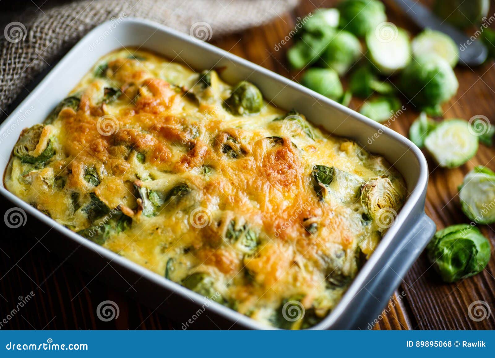Brussels Sprouts Baked in Sauce with Cheese Stock Photo Image of