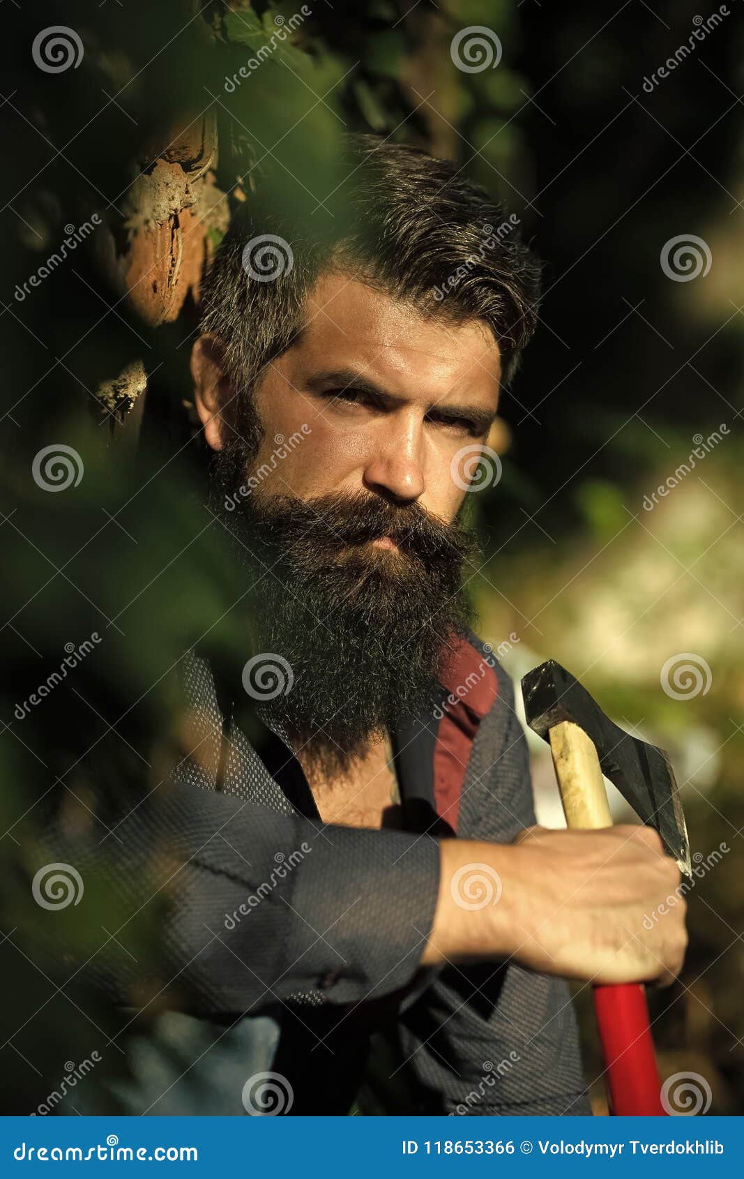 Brutal Man with an Ax. Man Holding Ax Near Wall Stock Photo - Image of ...