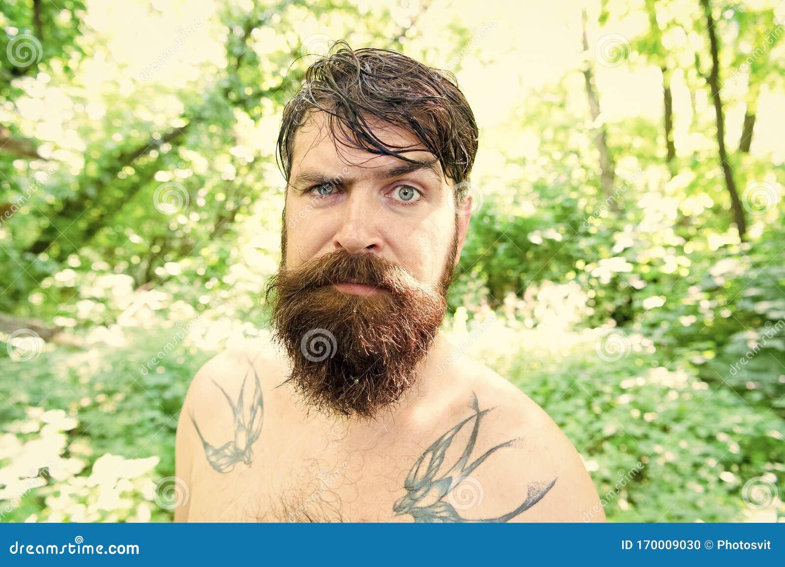 Brutal and Hairy Hipster Wearing Long Beard and Mustache in Brutal Style. Bearded Man with Brutal Look Summer Stock Photo - Image of bearded, barbering: 170009030