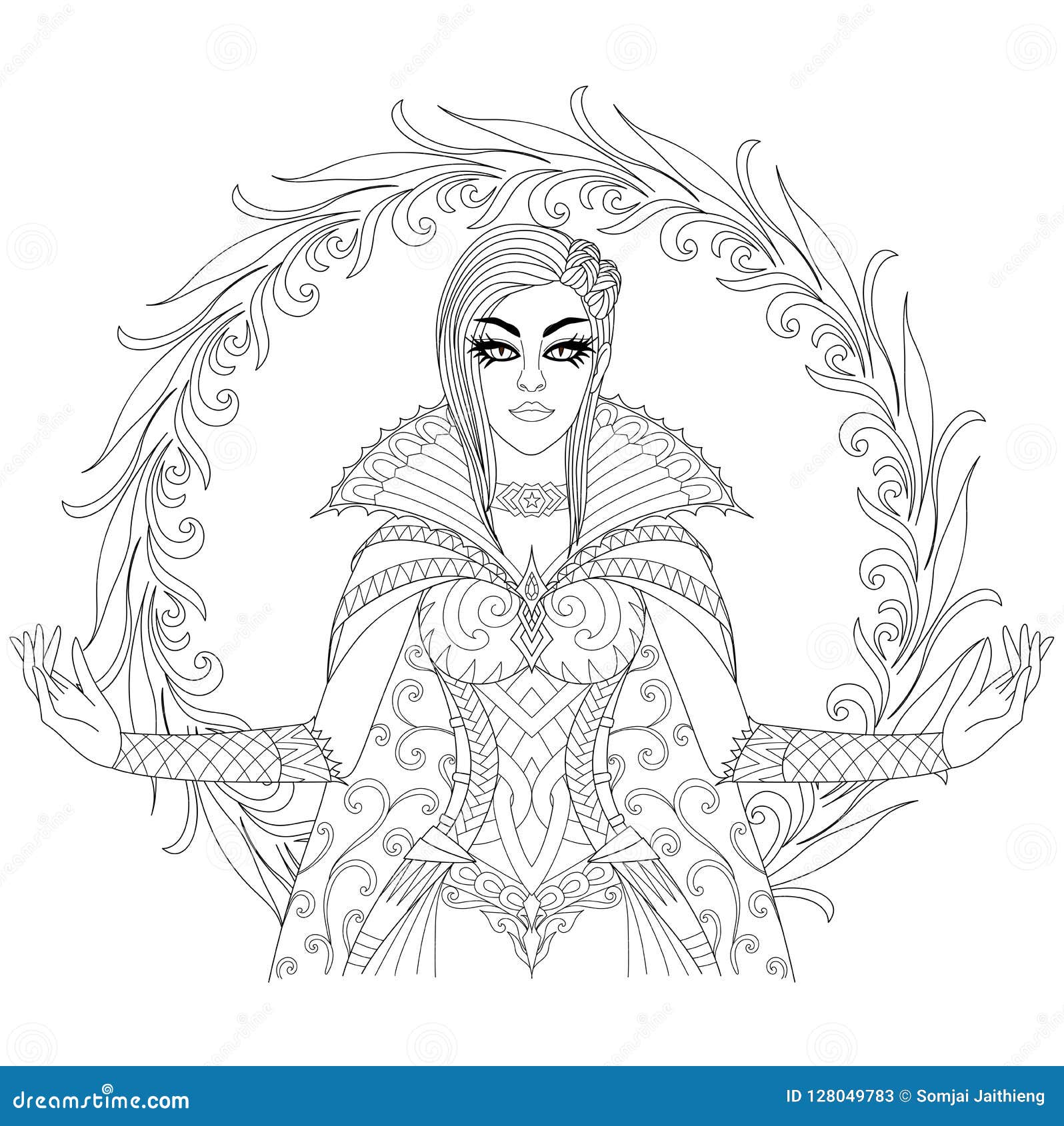 Bruxa bonita numa vassoura - Dia das Bruxas - Coloring Pages for Adults