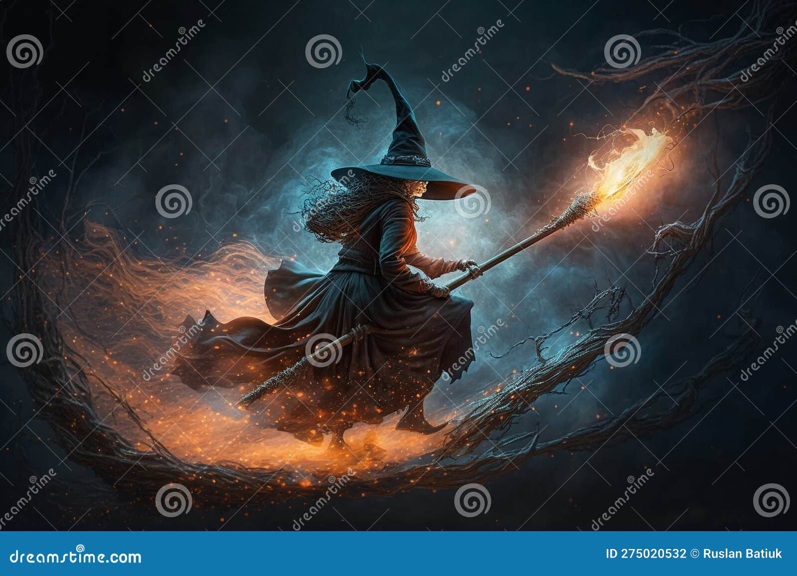 Convite Bruxas assustadoras Cauldron Hat Broom Halloween