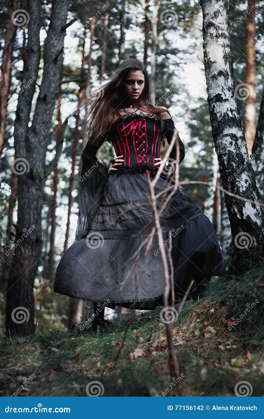 Jovem Mulher Bonita Como a Bruxa Do Dia Das Bruxas Foto de Stock