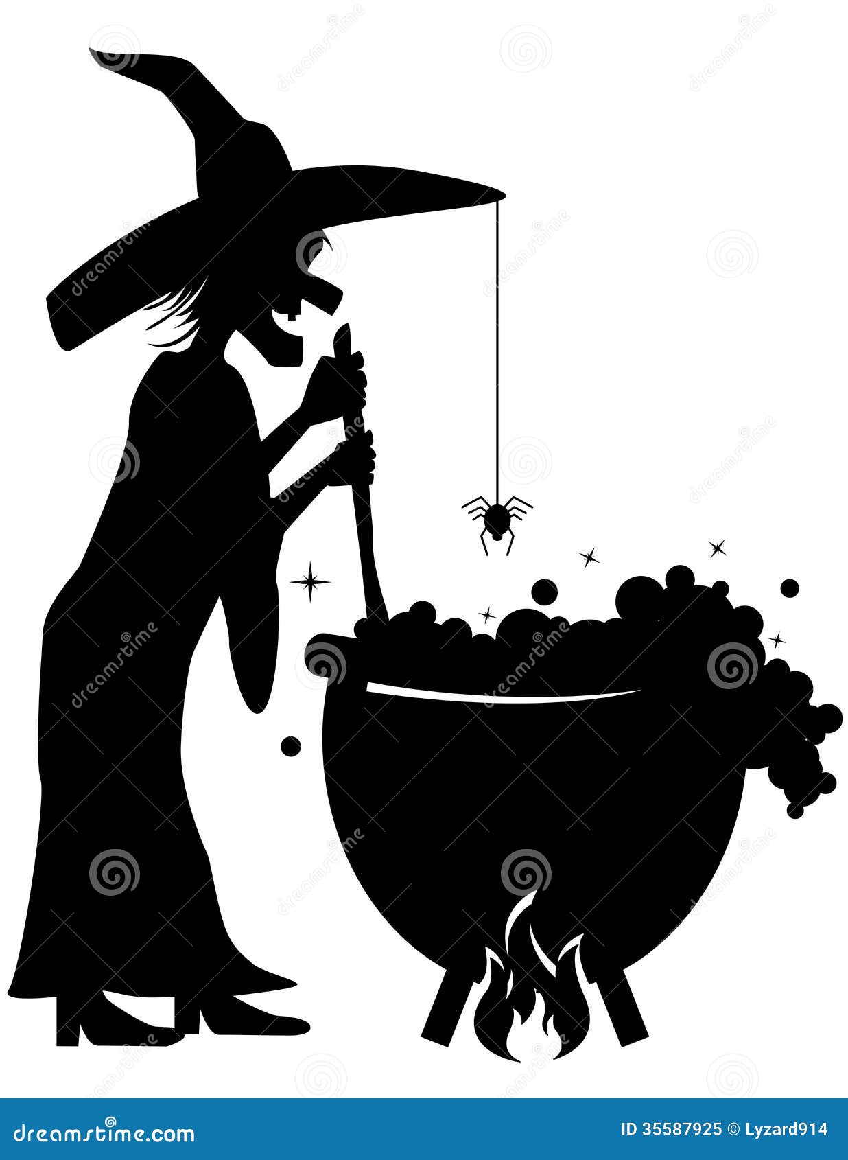 Vetores de Bruxa De Halloween Feia Preparando Uma Poção Ilustração