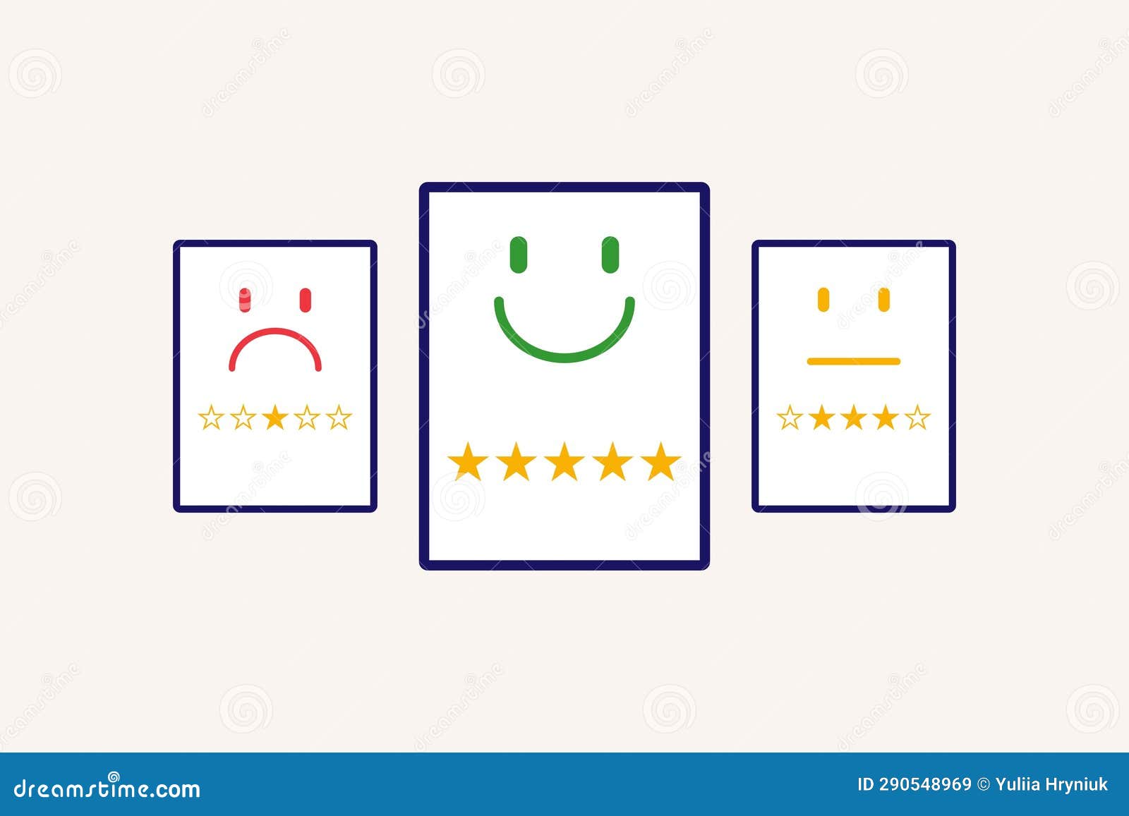 Service or Service Evaluation. Five Stars, One Star, Three Stars Stock