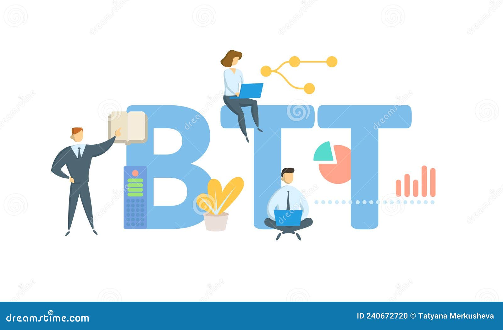 btt, business transfer tax. concept with keyword, people and icons. flat  .  on white.