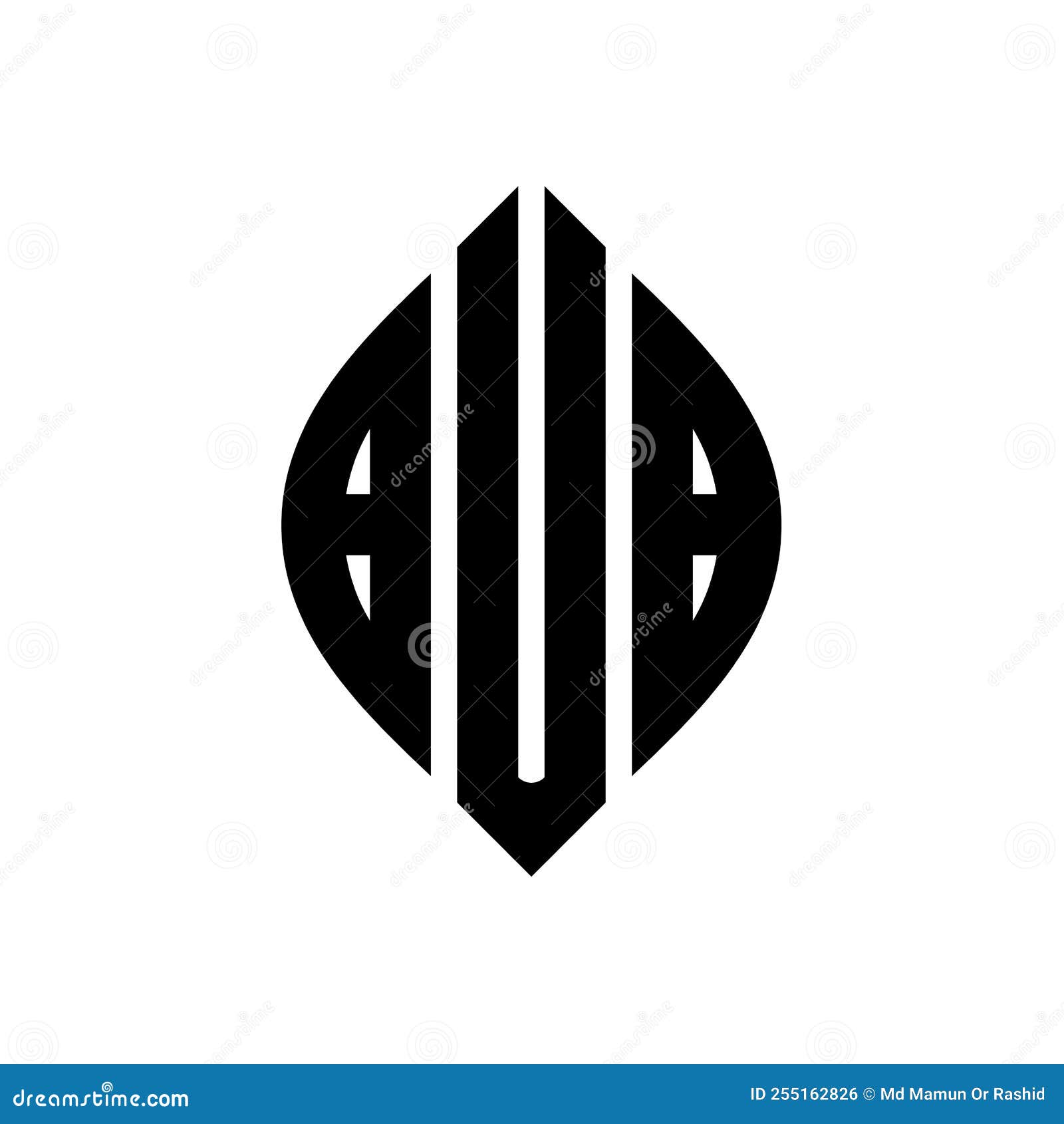 bub circle letter logo  with circle and ellipse . bub ellipse letters with typographic style. the three initials form a