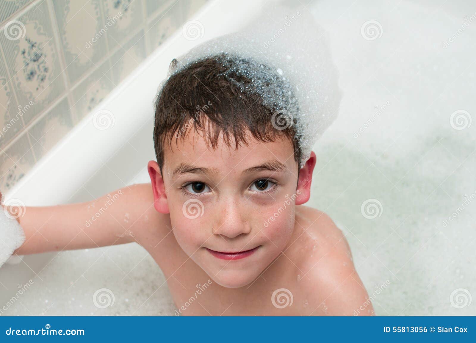 Bubble bath boy stock photo. Image of water, bubble, young 55813056