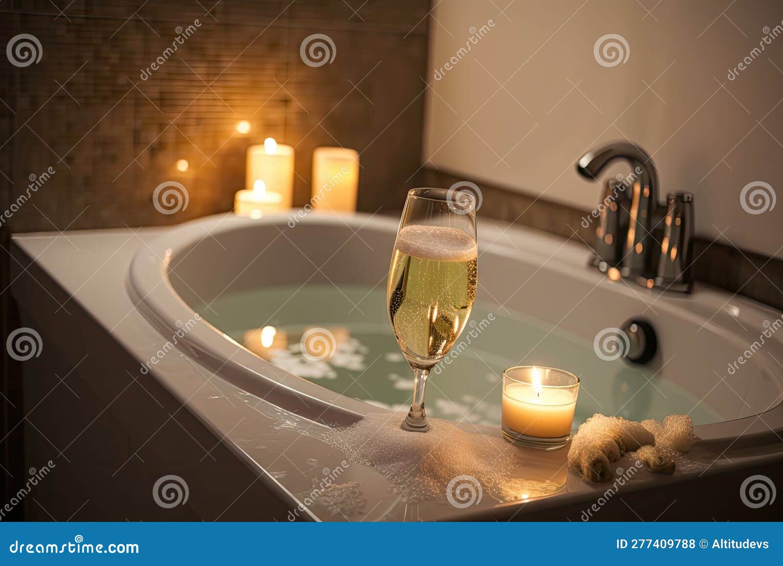 Bubble Bath with Candles and Wine for Ultimate Relaxation Experience