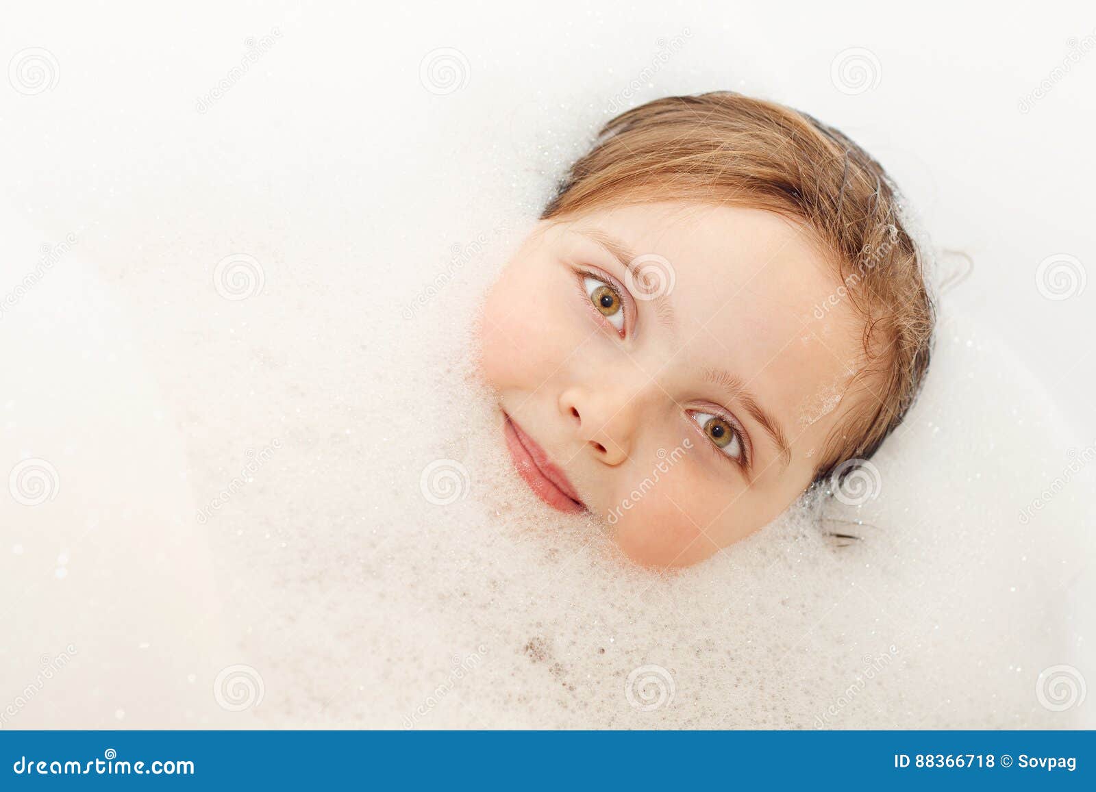 Bubble bath girl washing stock photo. Image of happy 88366718