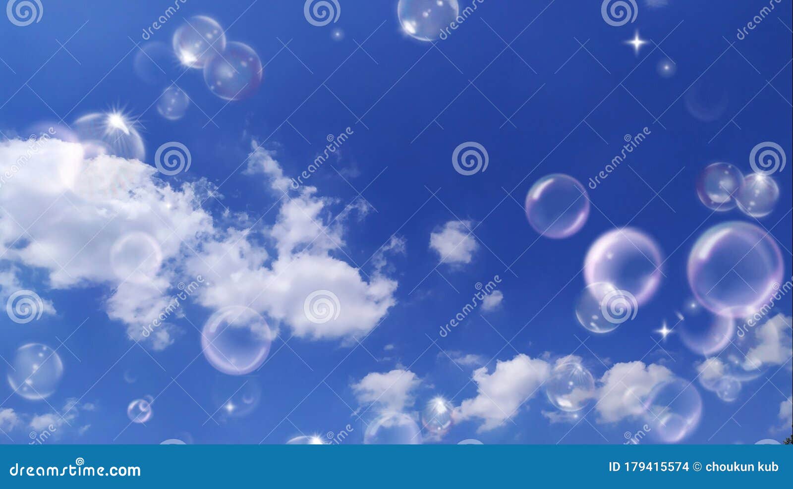 Bubble on Blue Sky Background Stock Photo Image of creative, flowing