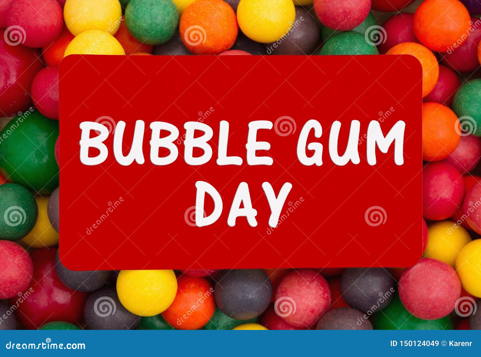 Bubble Gum Day Message with Colorful Gum Stock Image Image of words