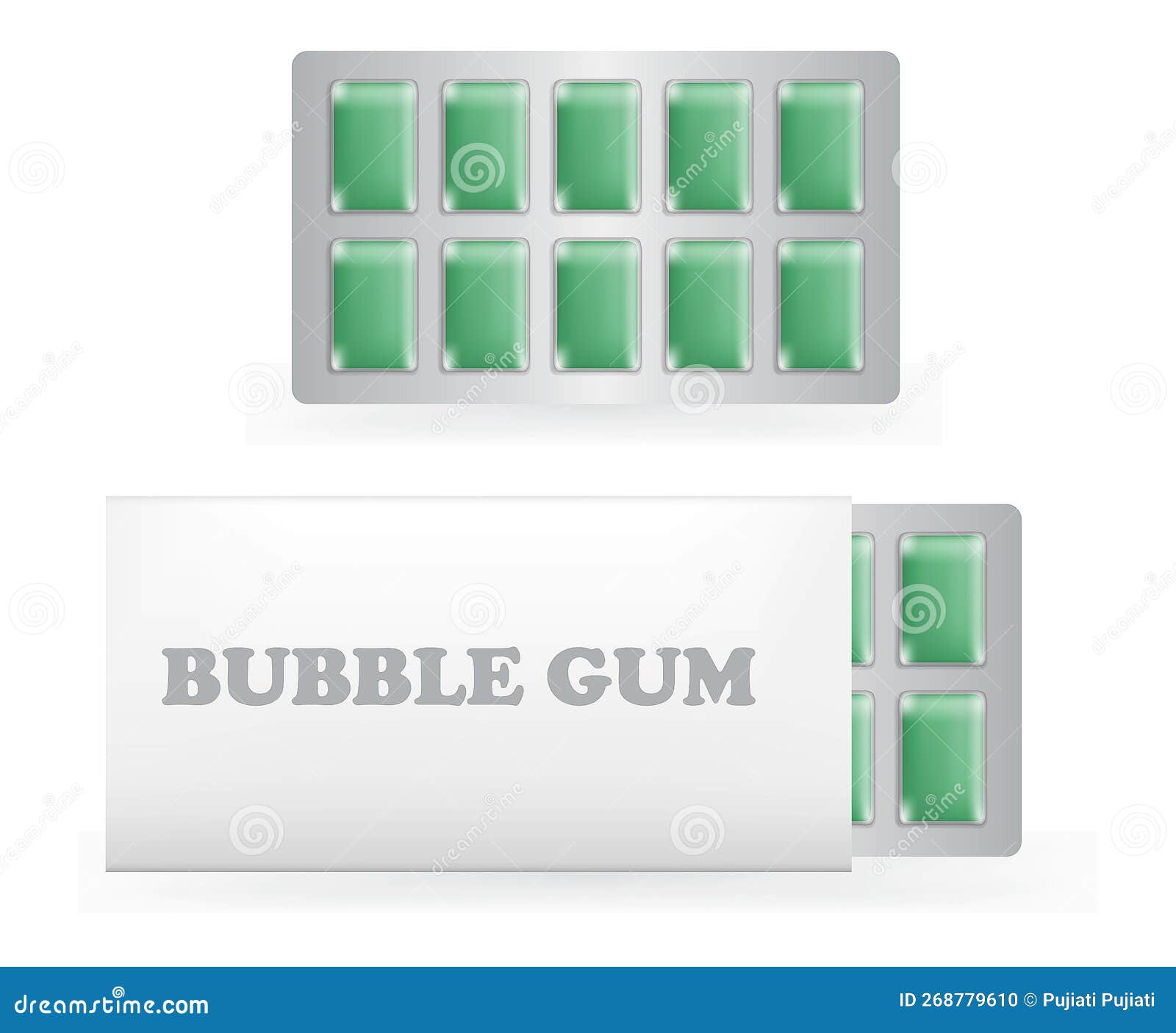 Colored Chewing Gum Pills Mockup Isolated 3d Illustration. Stock