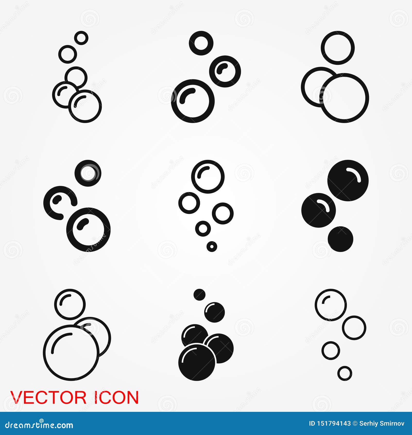 Soap Bubble Vector Black Icons Isolated | CartoonDealer.com #108223717