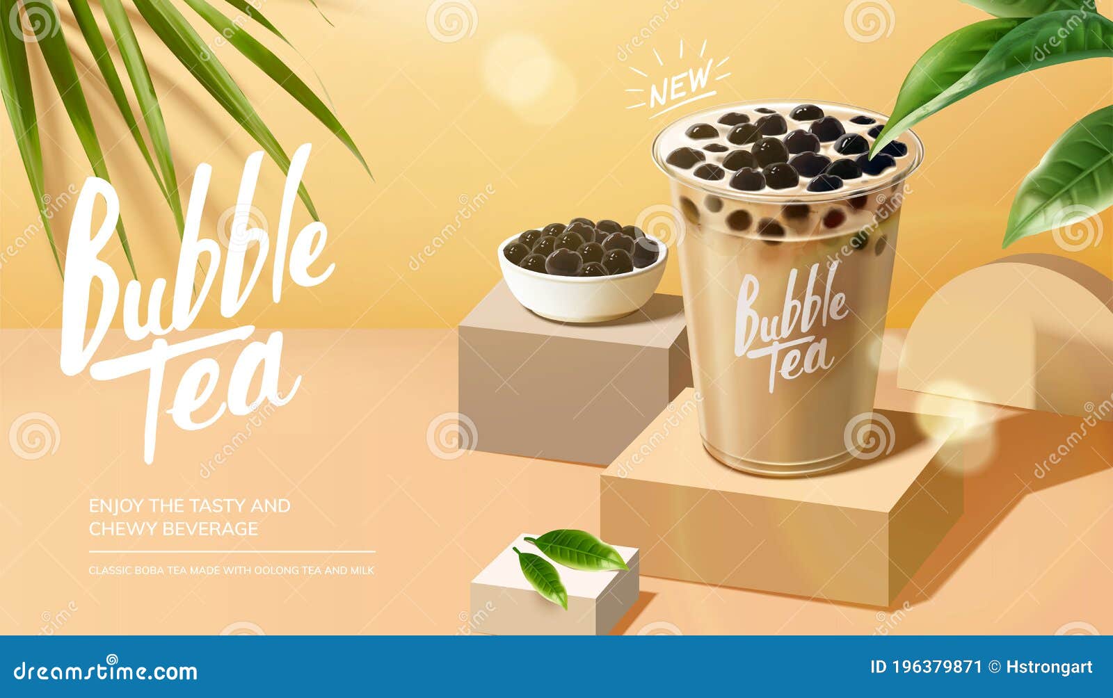 Bubble Milk Tea Advertisement Stock Vector Illustration of banner