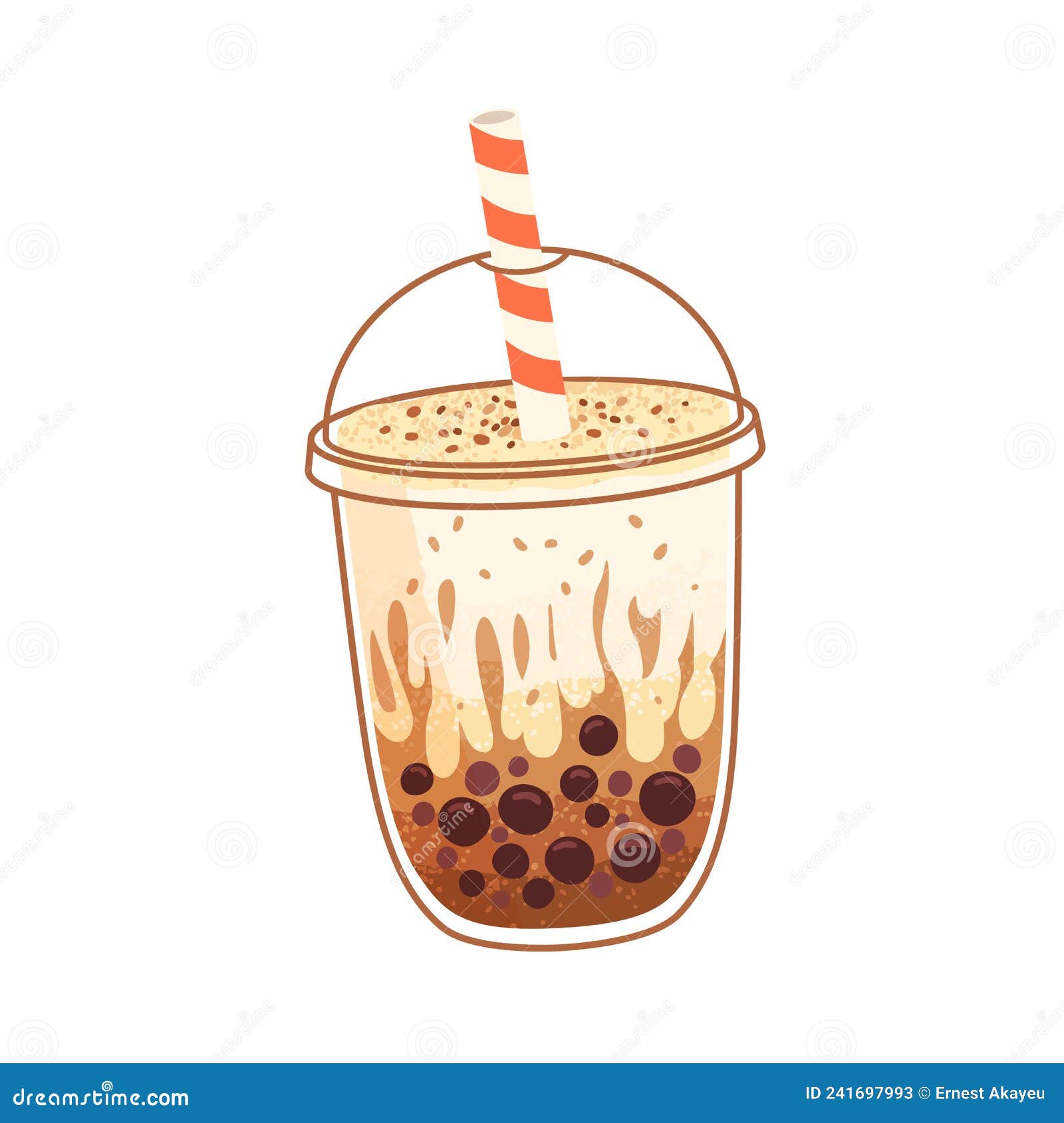 Bubble Boba Milk Tea in Plastic Glass with Straw Isolated Hand