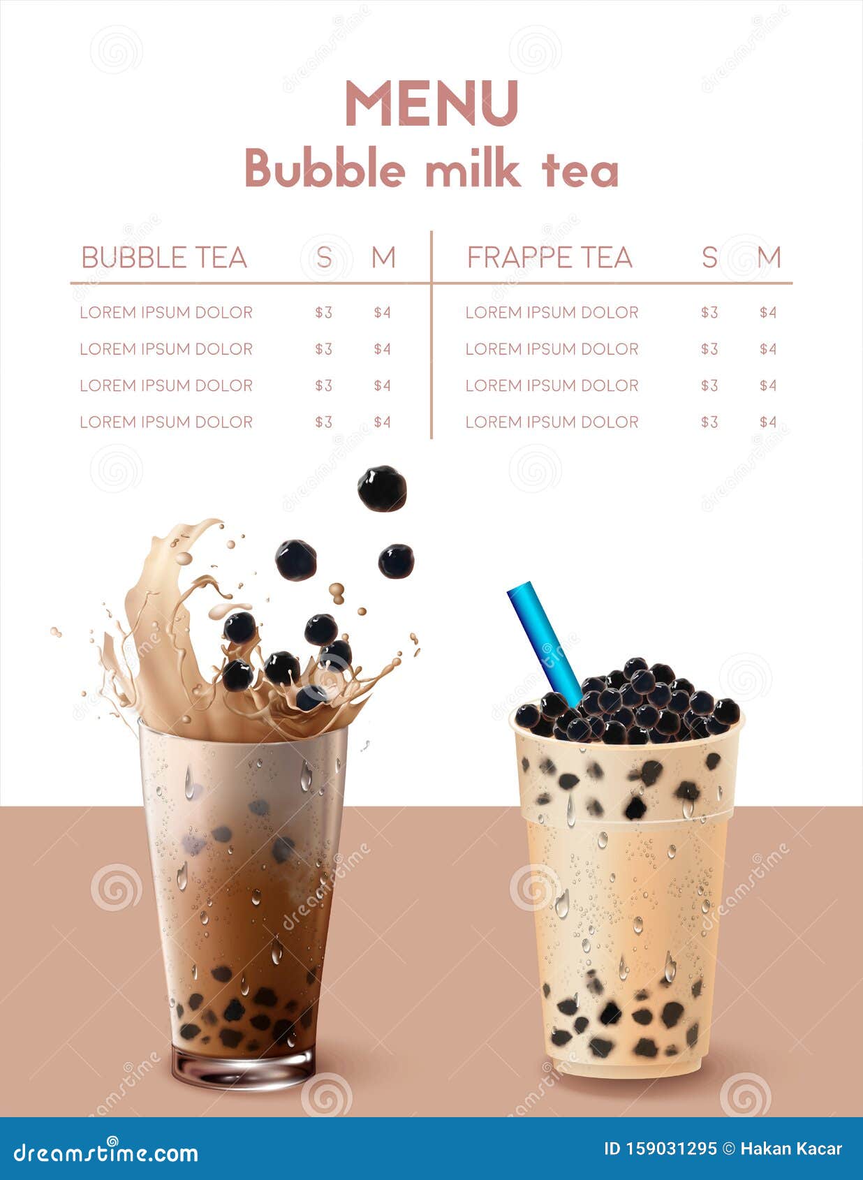 Bubble Milk Tea Menu Ads with Delicious Tapioca and Pearl Pouring into  Glass Cup 3d Illustration. Stock Vector - Illustration of background,  pearl: 159031295