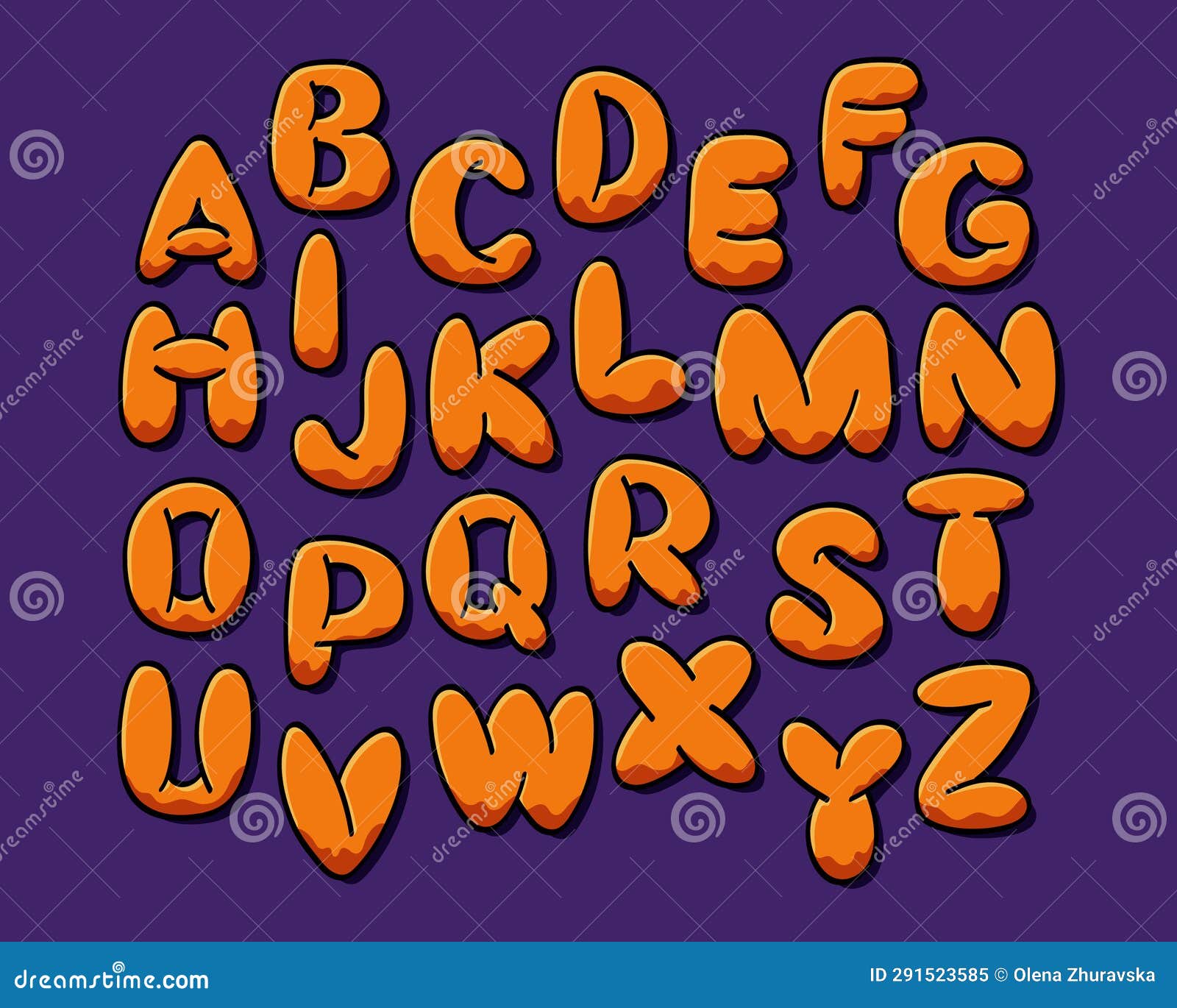 Bubble Retro 90s Style Typeset. Capital Letters Stock Illustration