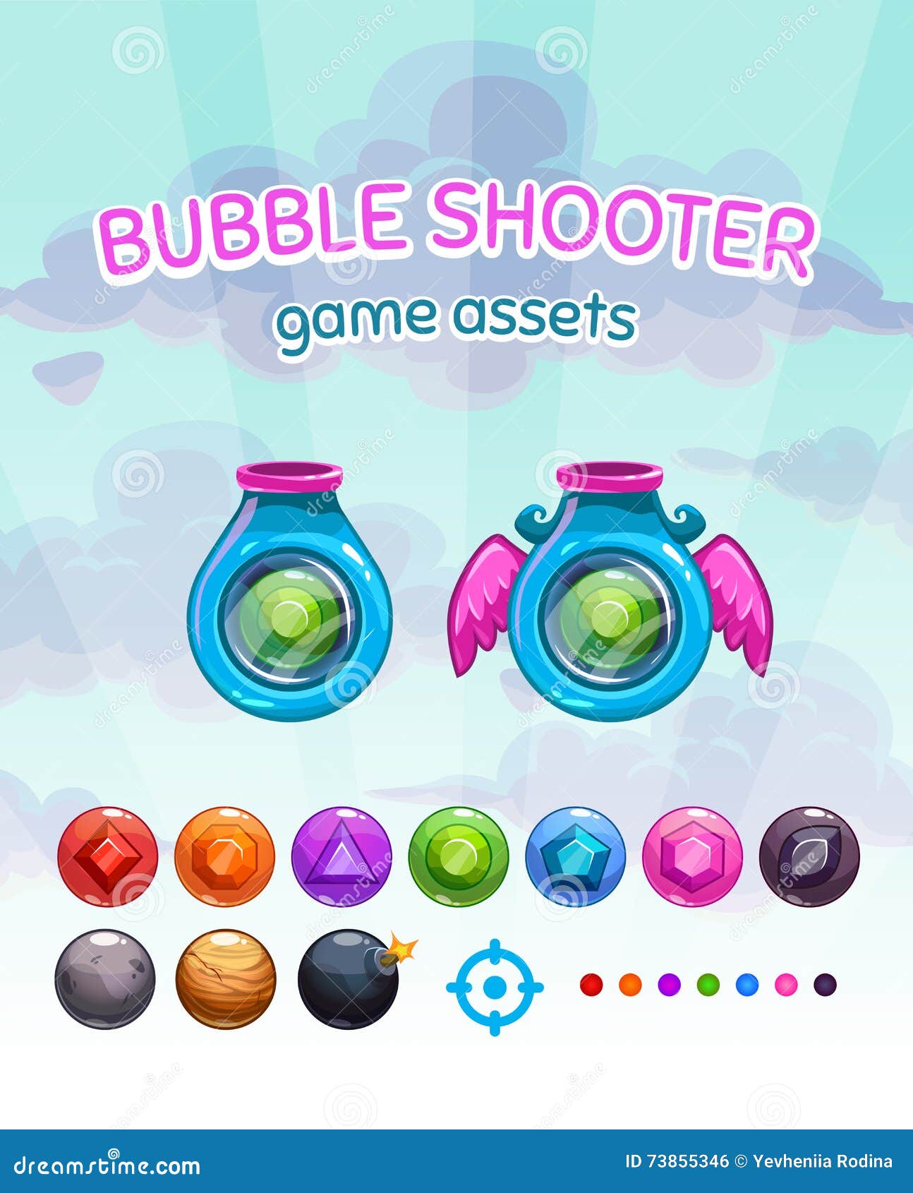 Bubble shooter game assets stock vector