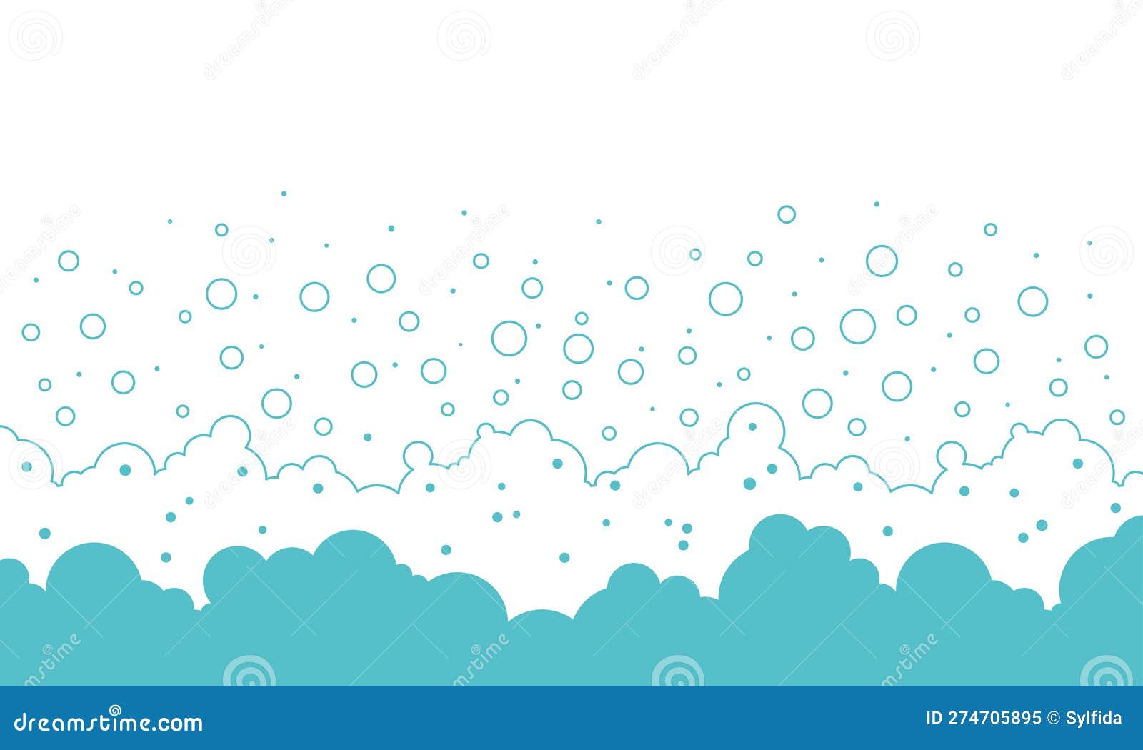 Bubble Soap Background, Cartoon Water Foam, Bath Line Pattern. Shower ...