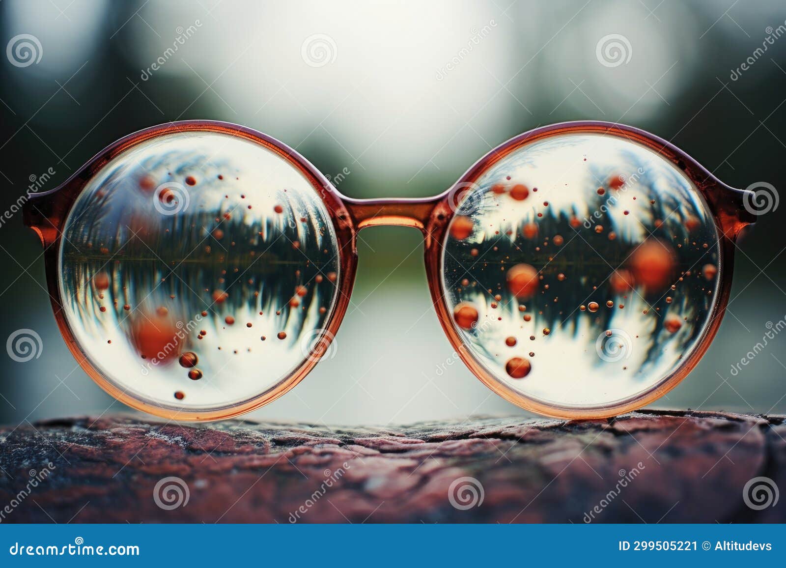 A Bubble Stuck on the Lens of a Pair of Eyeglasses Stock Image Image