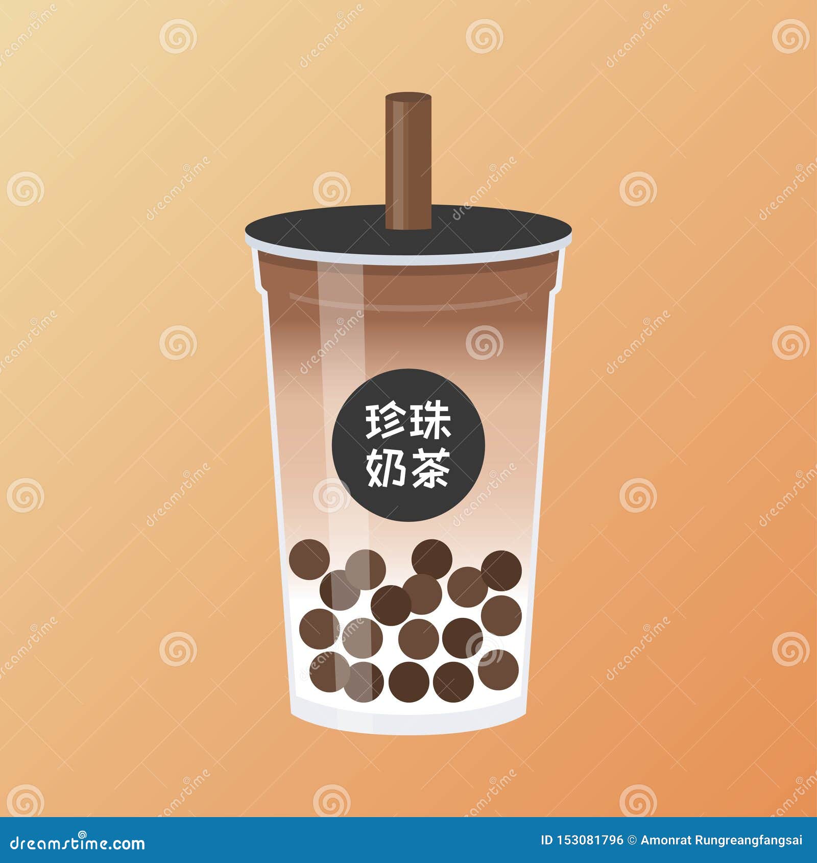 Bubble Tea or Pearl Milk Tea Vector Illustration Stock Vector