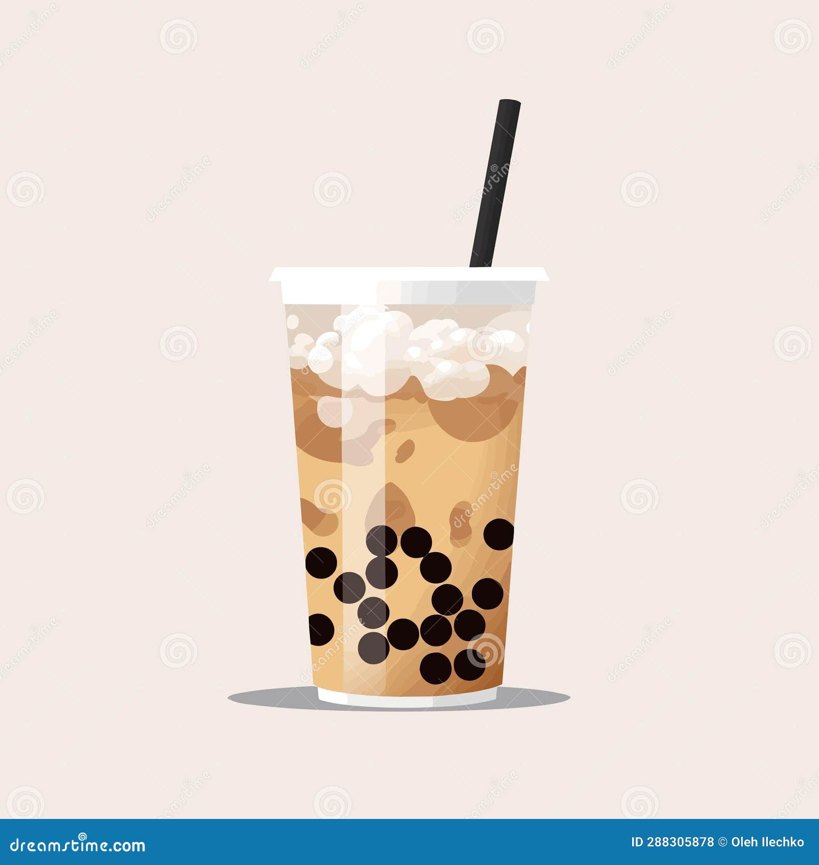 A Bubble Tea in a Plastic Cup Vector Flat Isolated Illustration Stock