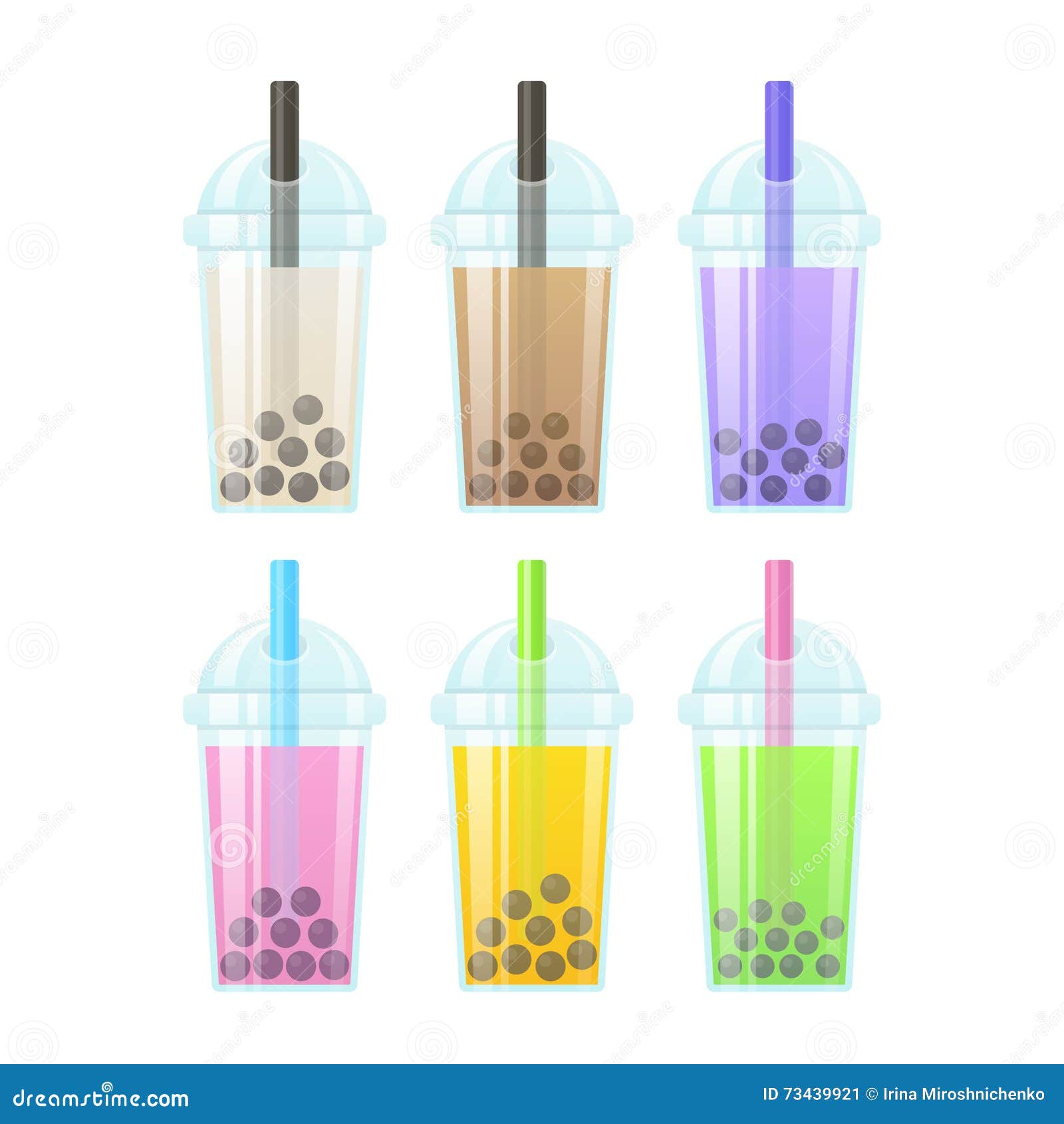 Boba Bubble Tea With Straw Background Cartoon Vector ...