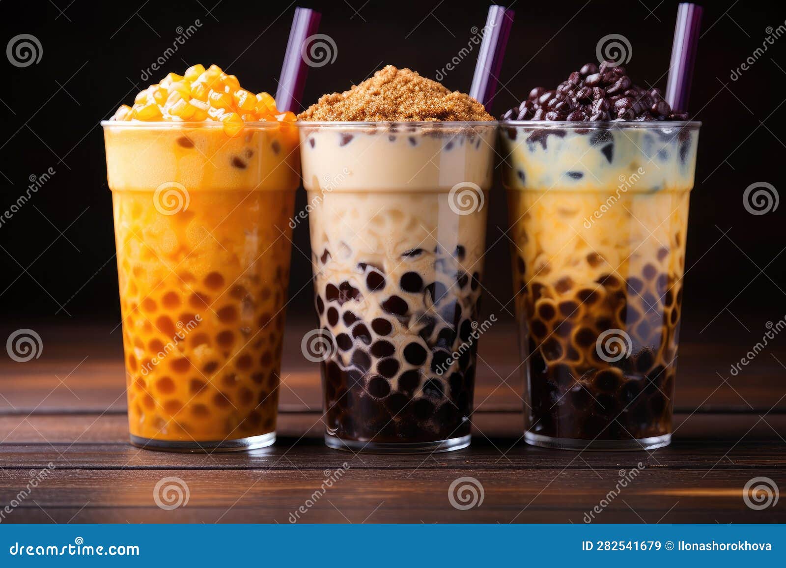 Bubble Tea with Tapioca Balls, AI Generative Stock Illustration