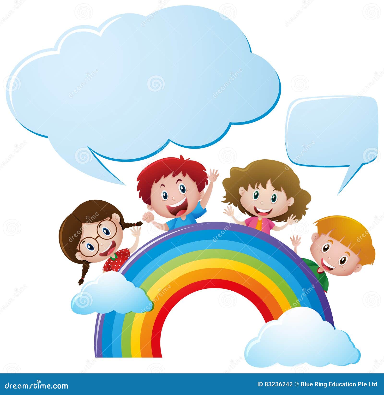 Bubble Templates with Children Over the Rainbow Stock Illustration ...