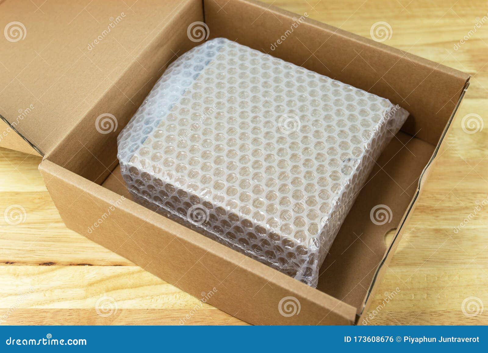 Bubbles covering the box by bubble wrap for protection product