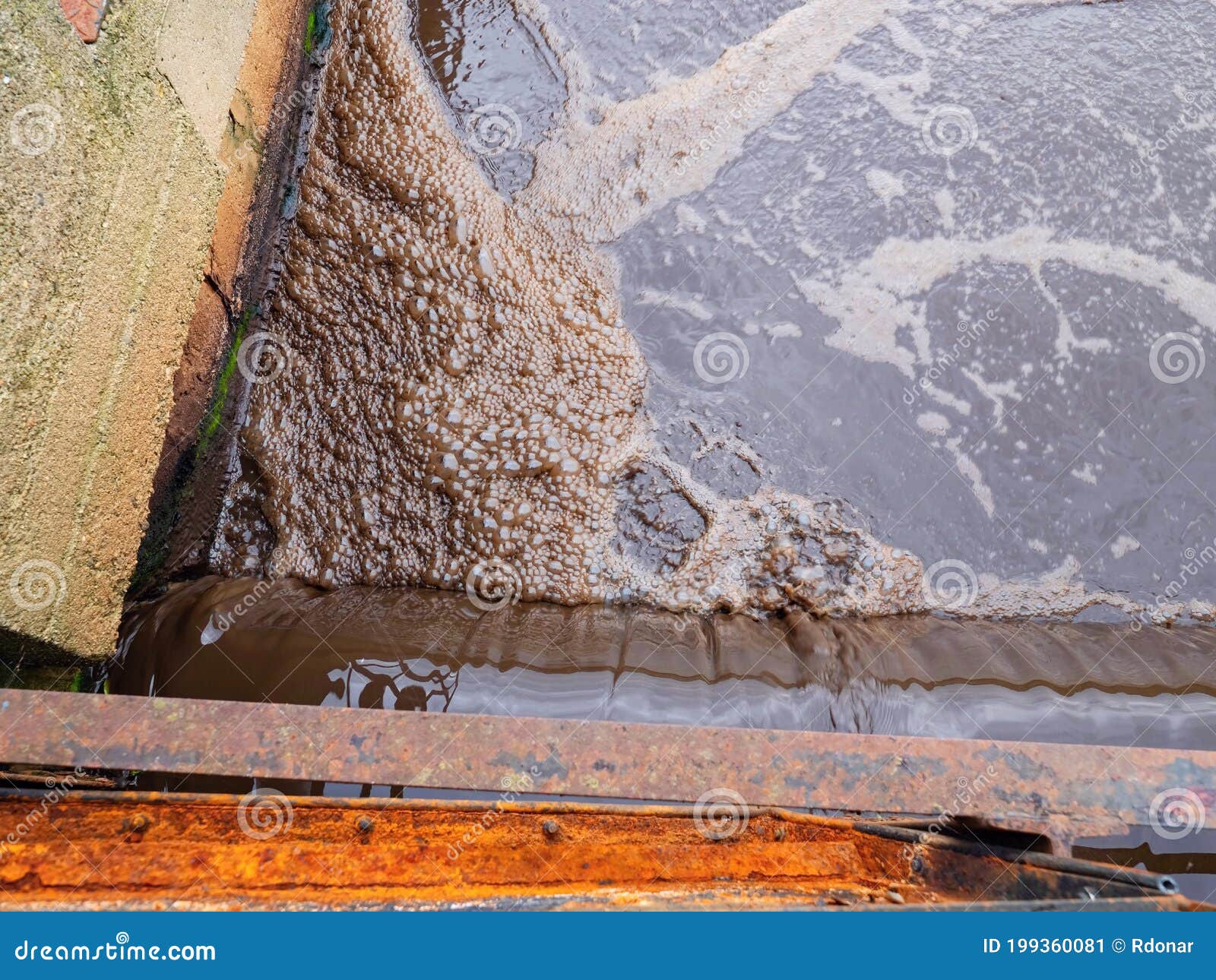 Bubbling Wastewater on the Water Surface in Detail Stock Image - Image ...