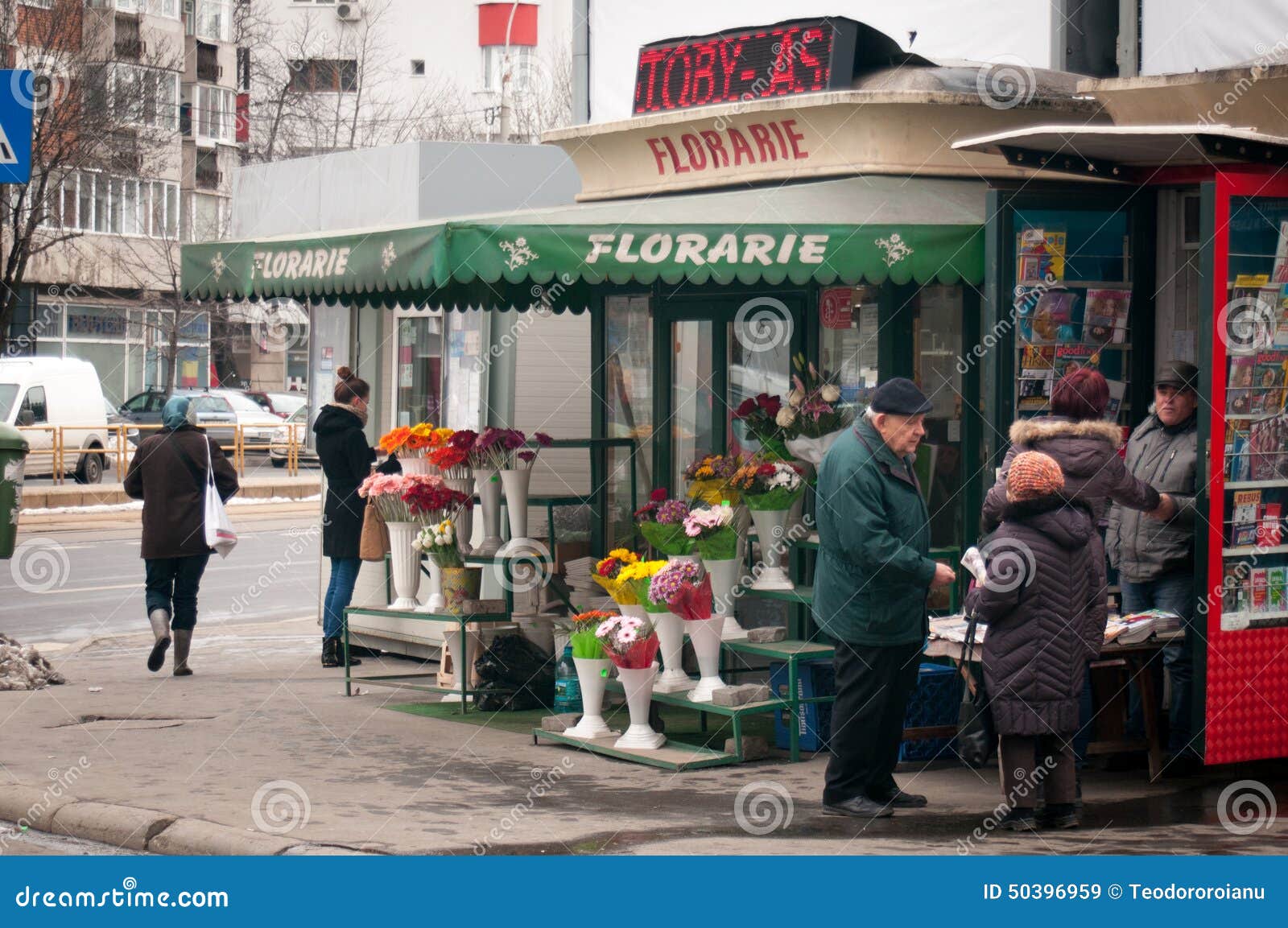 Bucharest flower shop editorial stock image. Image of dried 50396959