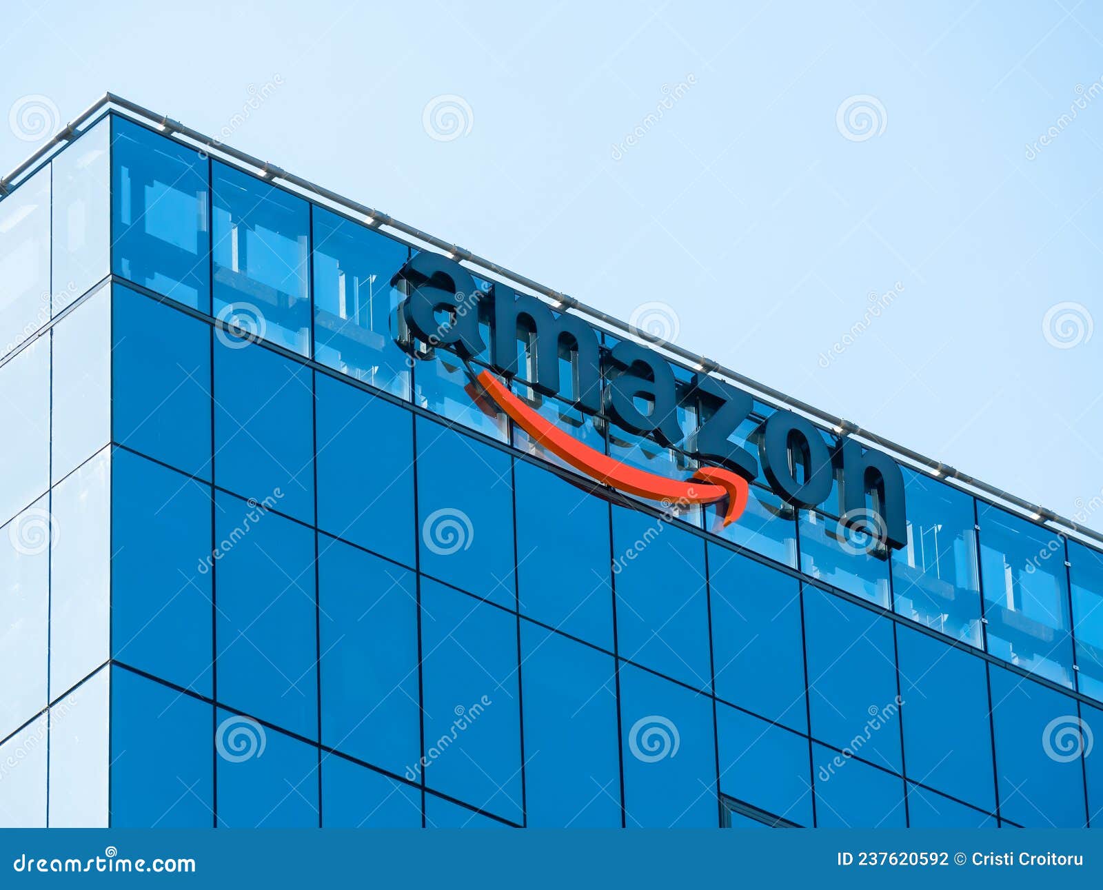 Amazon Logo and Headquarters in Bucharest. Amazon Offices in Romania
