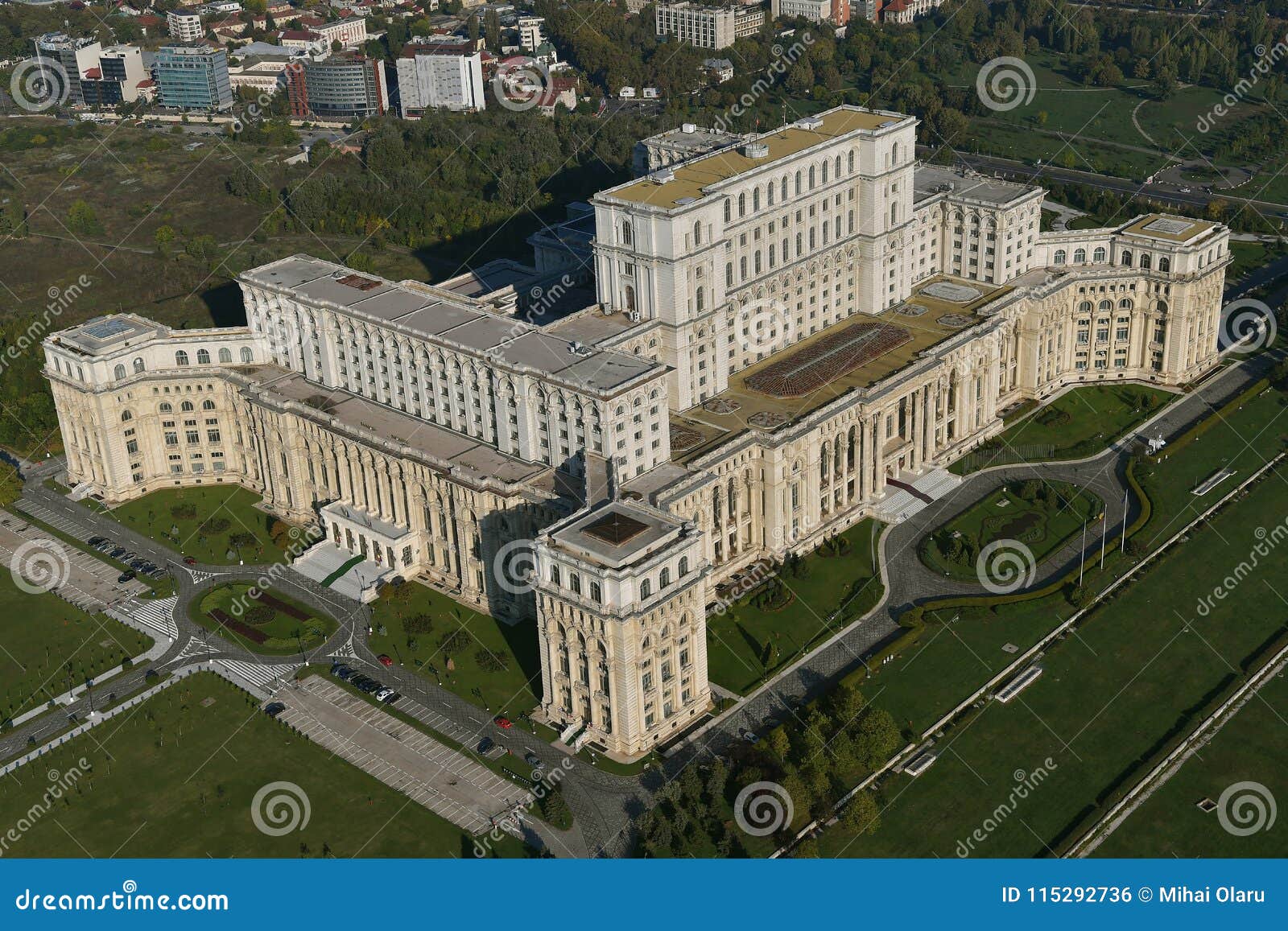 Bucharest, Romania, October 9, 2016 Aerial View of the Palace of the