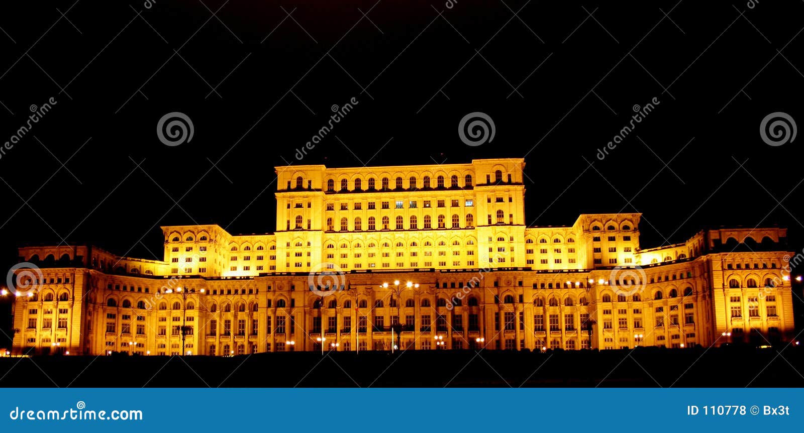 bucharest, romania- people house by night