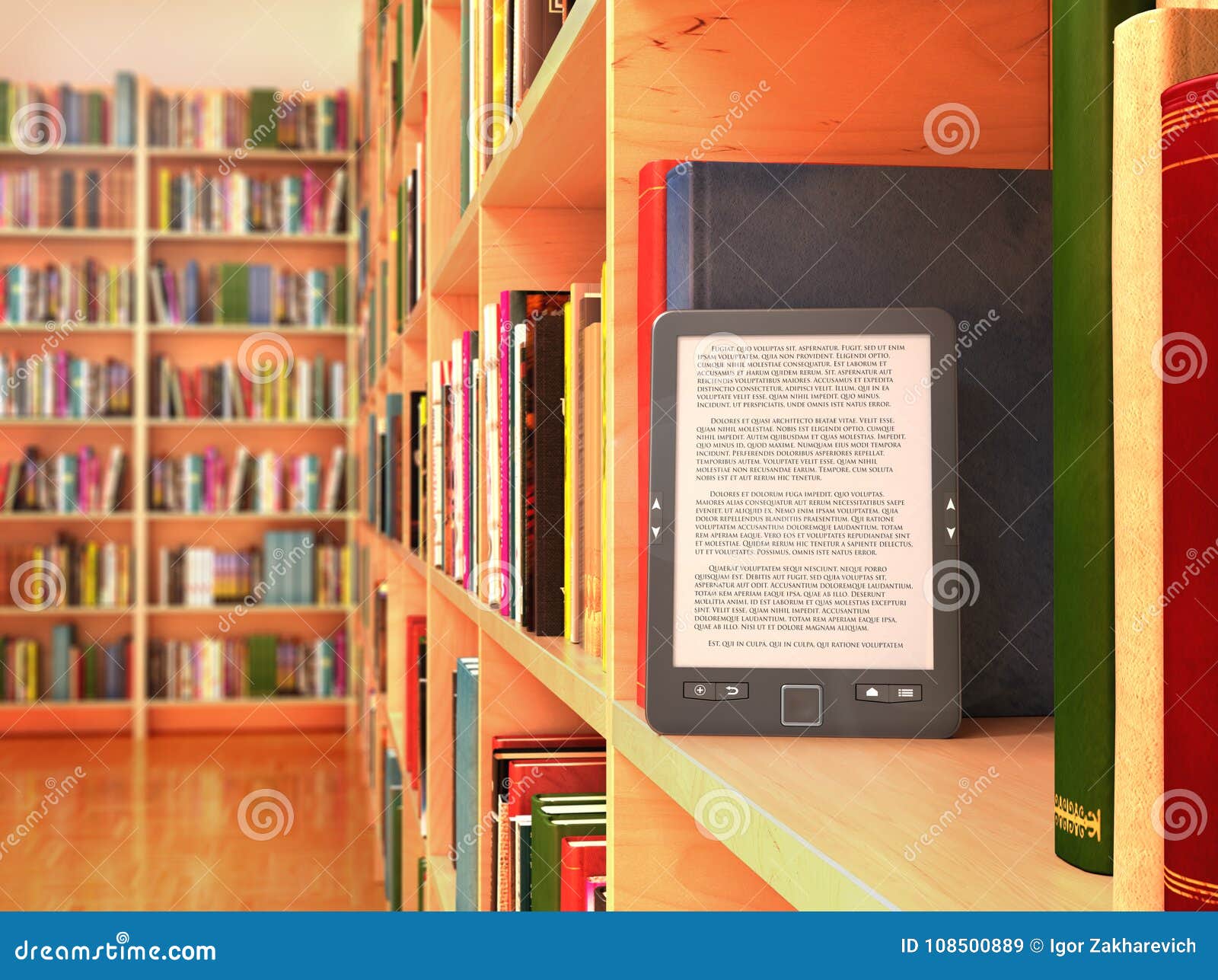 Buchladen Und EBook Auf Dem Tisch, 3d Stock Abbildung Illustration