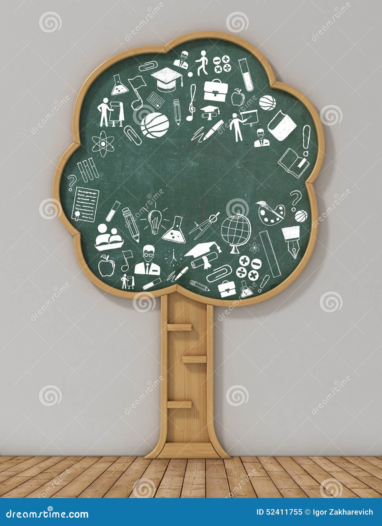 Buchregal in der Form des Baum- und Zeichnungskonzeptes Studienkonzept