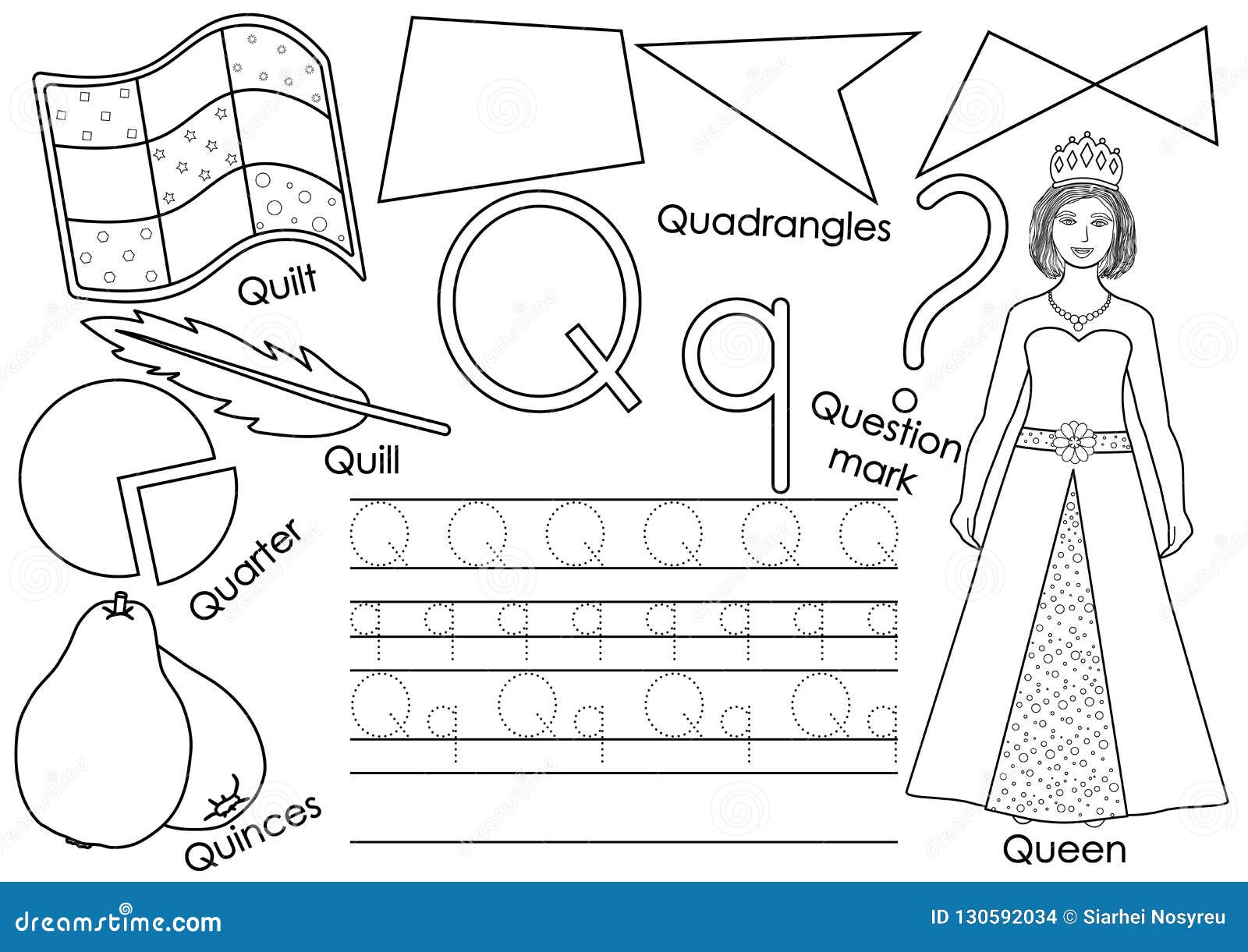Buchstabe Q Lernen Des Englischen Alphabetes Schreibenspraxis Vektor Abbildung - Illustration 