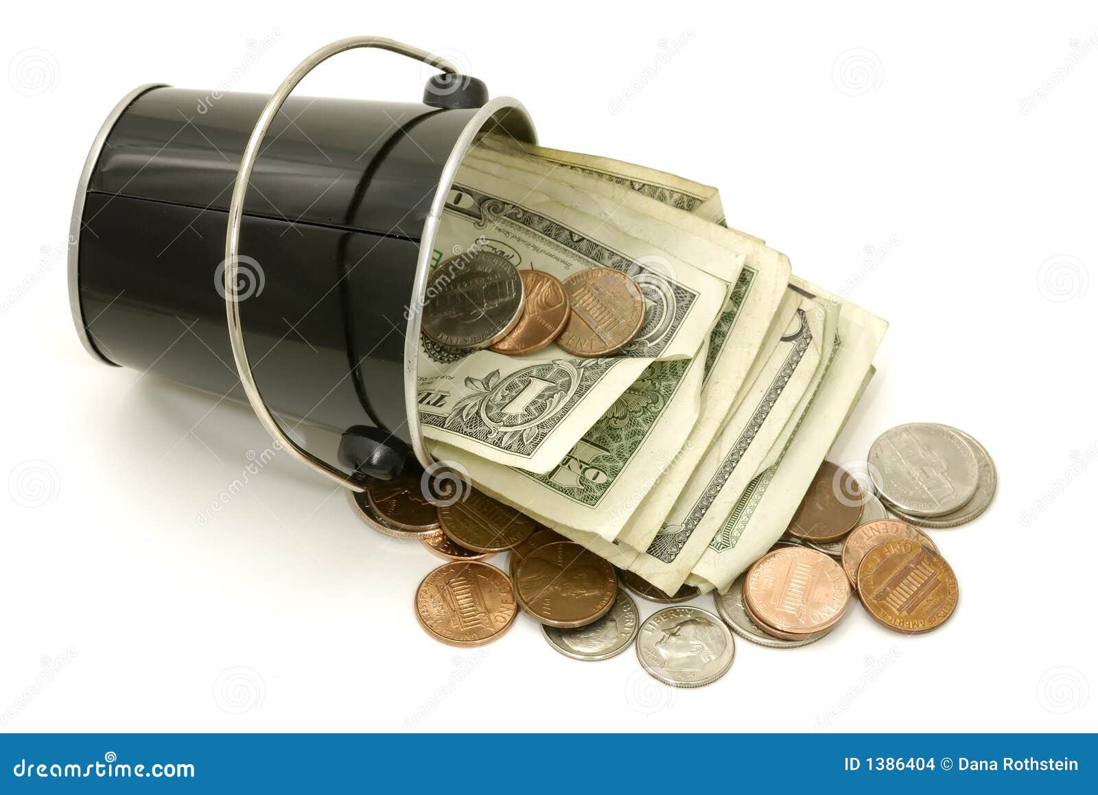 Bucket of Cash stock photo. Image of currency, retirement 1386404