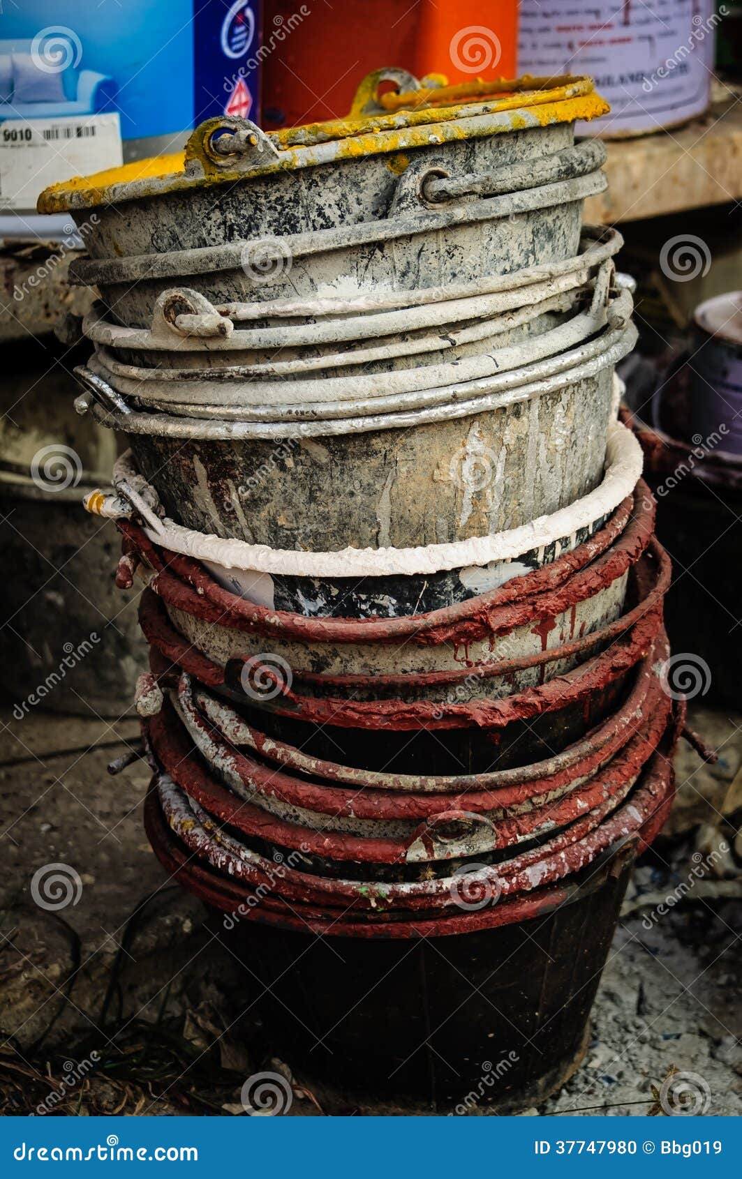 Bucket for cement mixing stock photo. Image of construction - 37747980