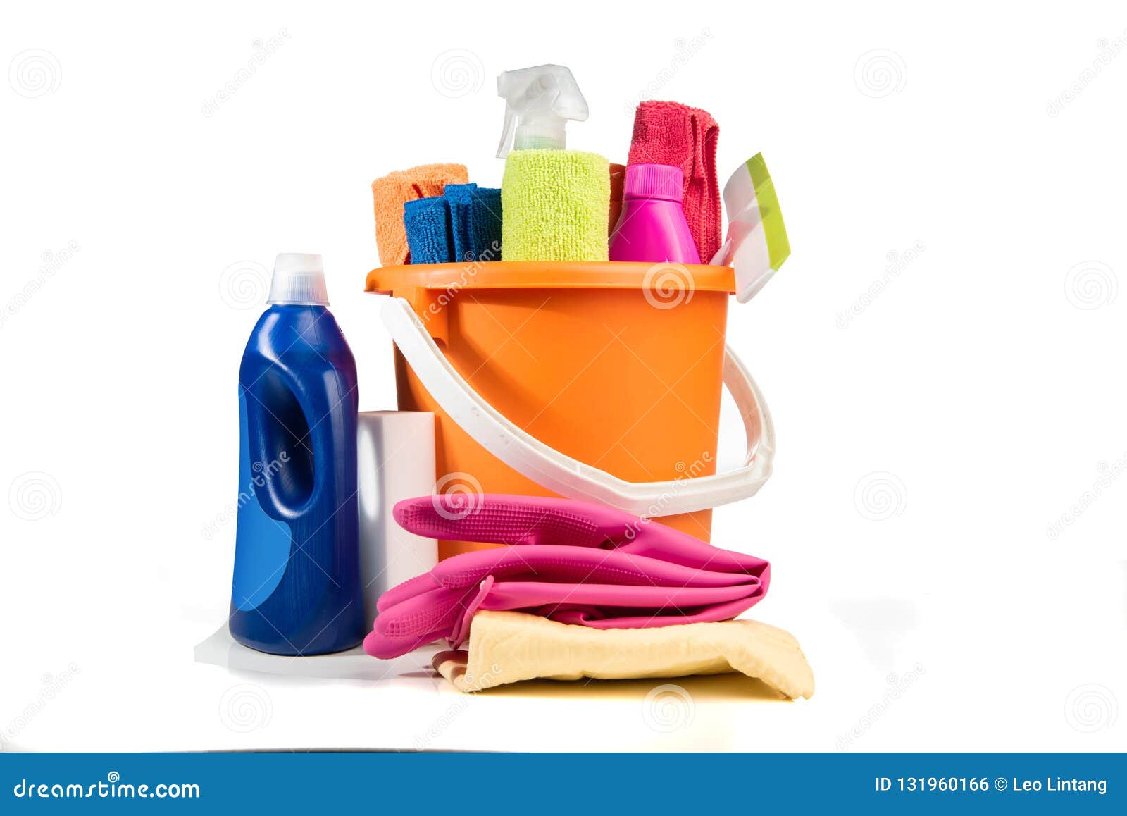 Bucket with Cleaning Products and Tools Stock Photo Image of concept