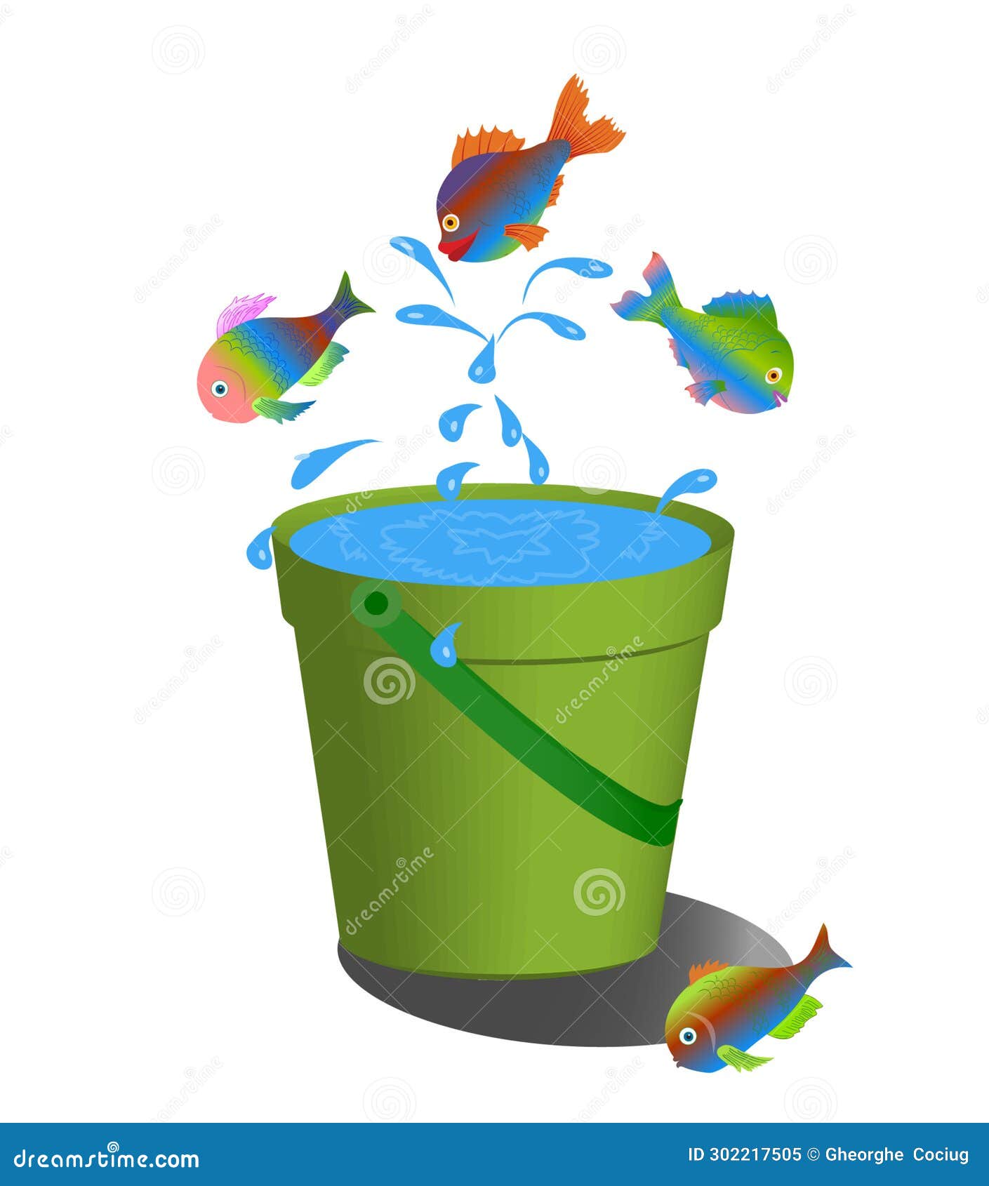 Bucket with fish stock vector. Illustration of beauty - 302217505