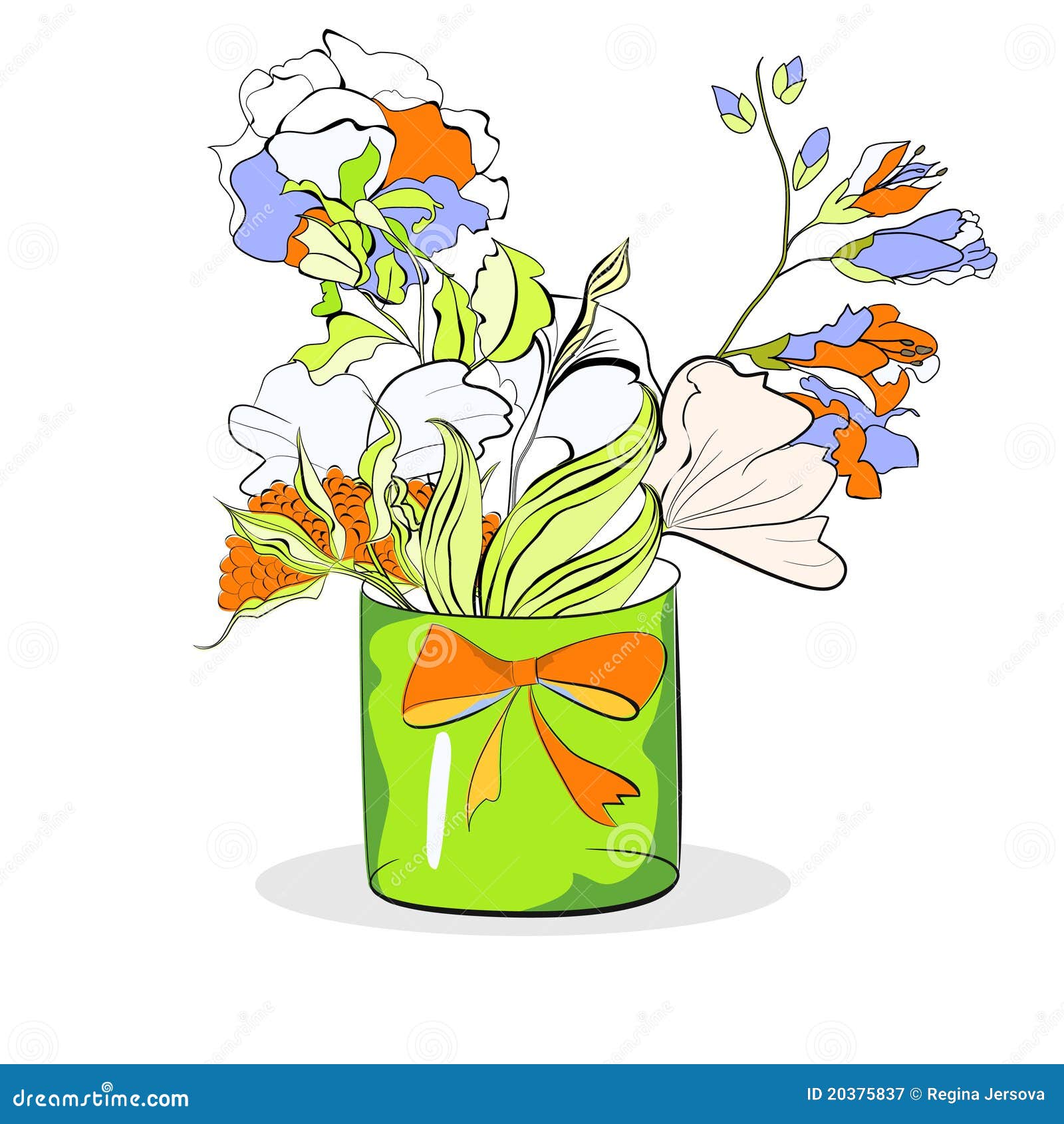 Bucket With Flowers On White Stock Vector - Illustration of gardening