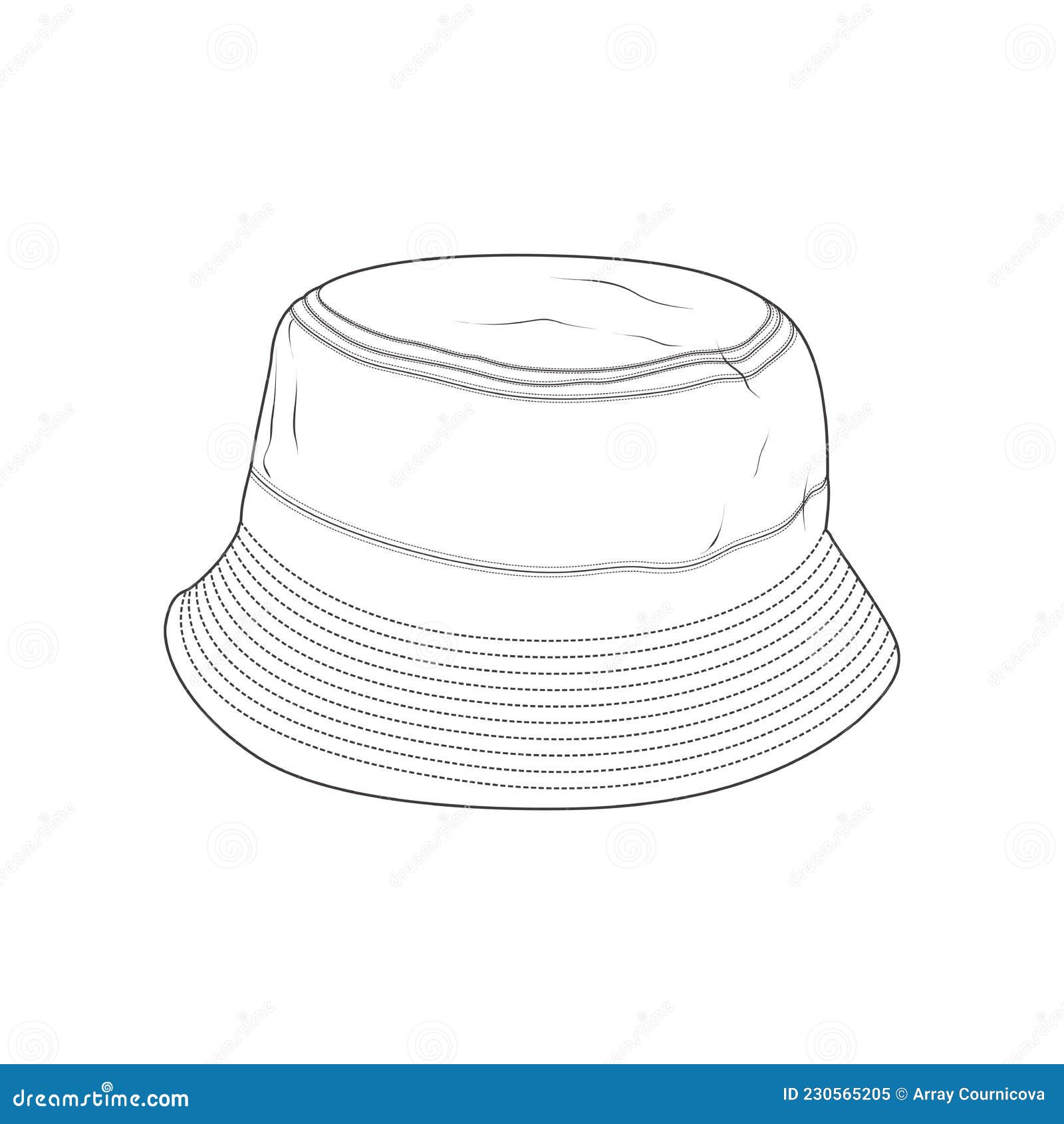 Bucket Hat Outline Drawing Vector, Bucket Hat in a Sketch Style ...