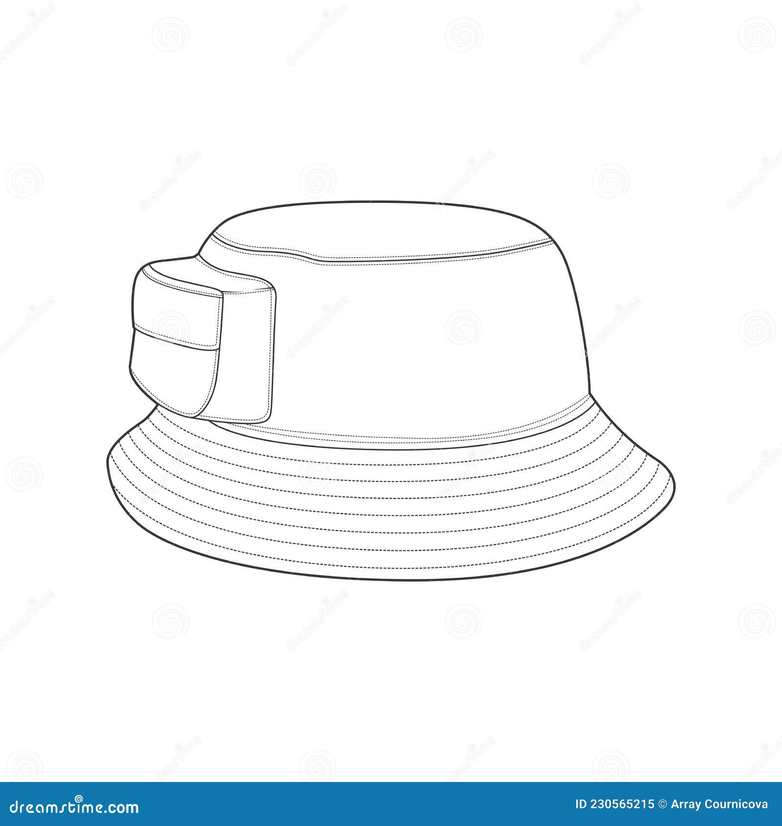 Bucket Hat Outline Drawing Vector, Bucket Hat in a Sketch Style ...