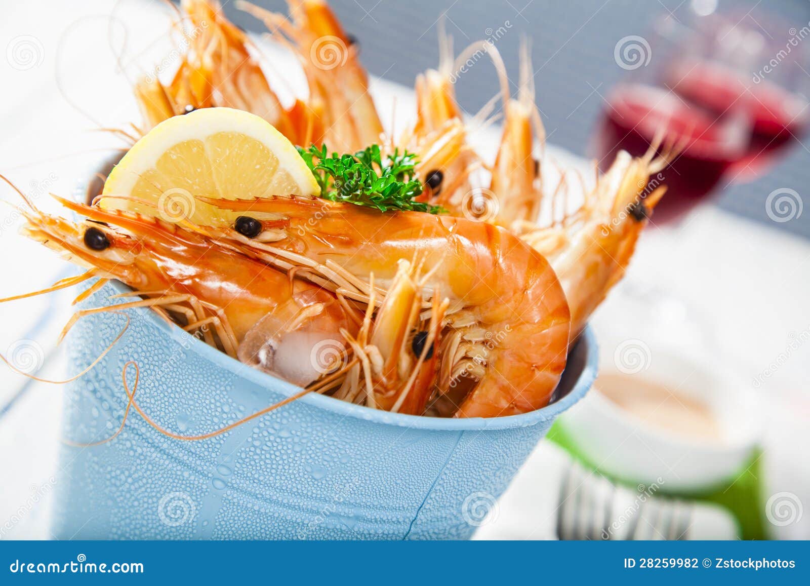 Bucket of King Prawns on Ice Stock Photo Image of lunch, king 28259982