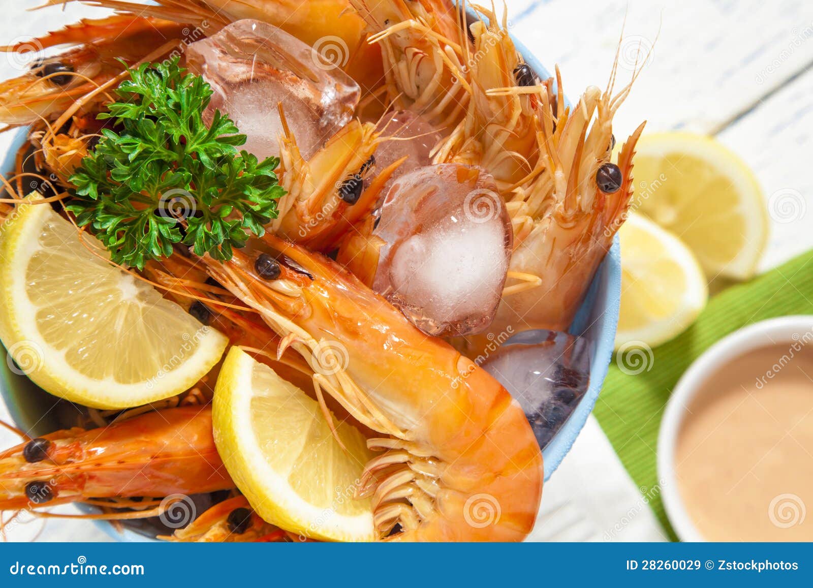 Bucket of King Prawns on Ice Stock Image Image of prawn