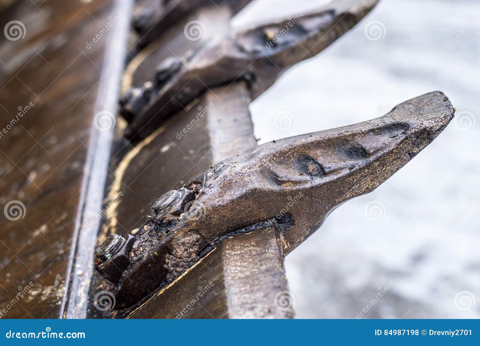 The Bucket of the Loader Tractor with Broken Fangs Stock Photo Image of forklift, bucket 84987198